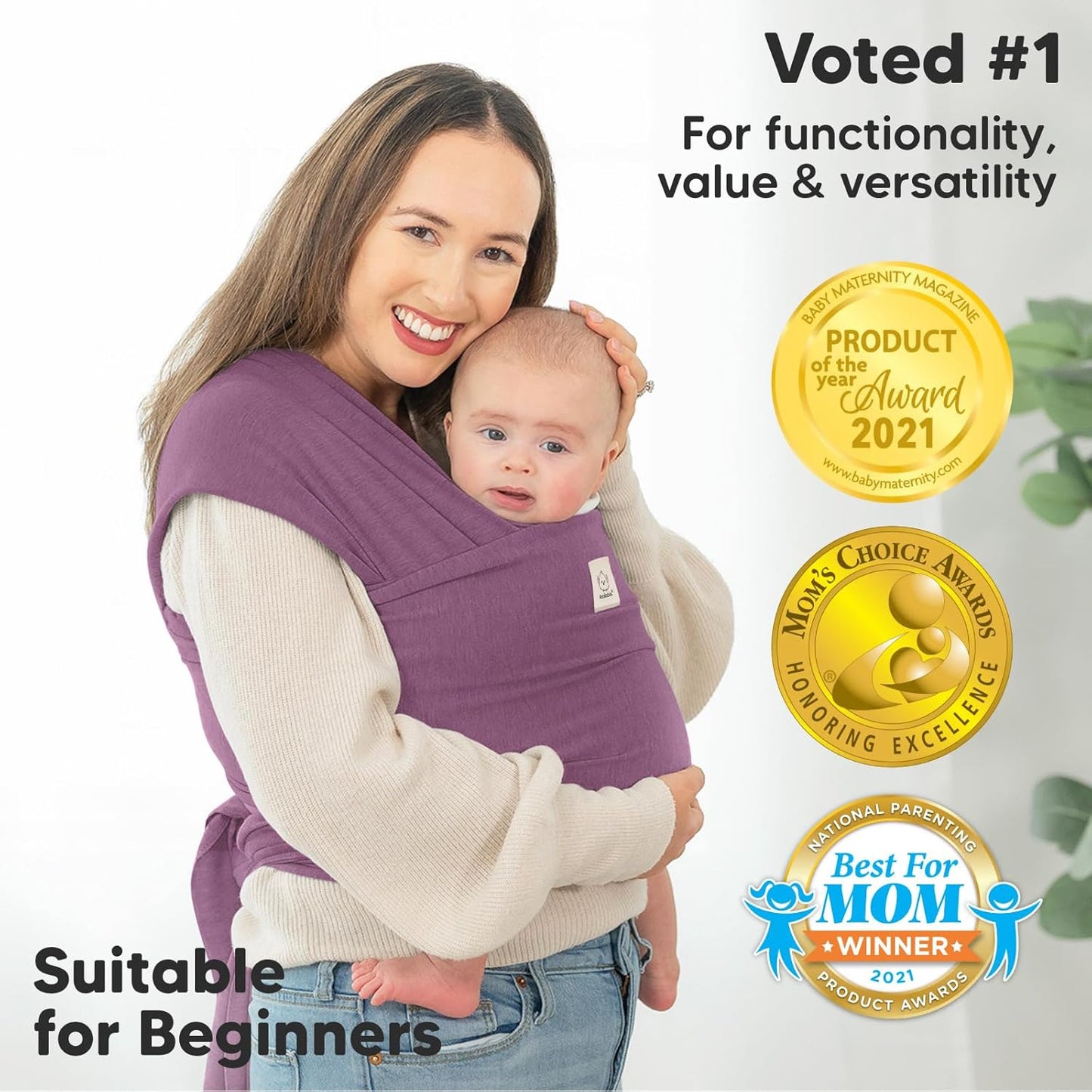 KeaBabies Baby Wrap Carrier - All in 1 Original Baby Carrier Newborn to Toddler Sling, Easy to Wear, Hands Free Bonding, Lightweight, Breathable Infant Wraps (Dark Mauve)