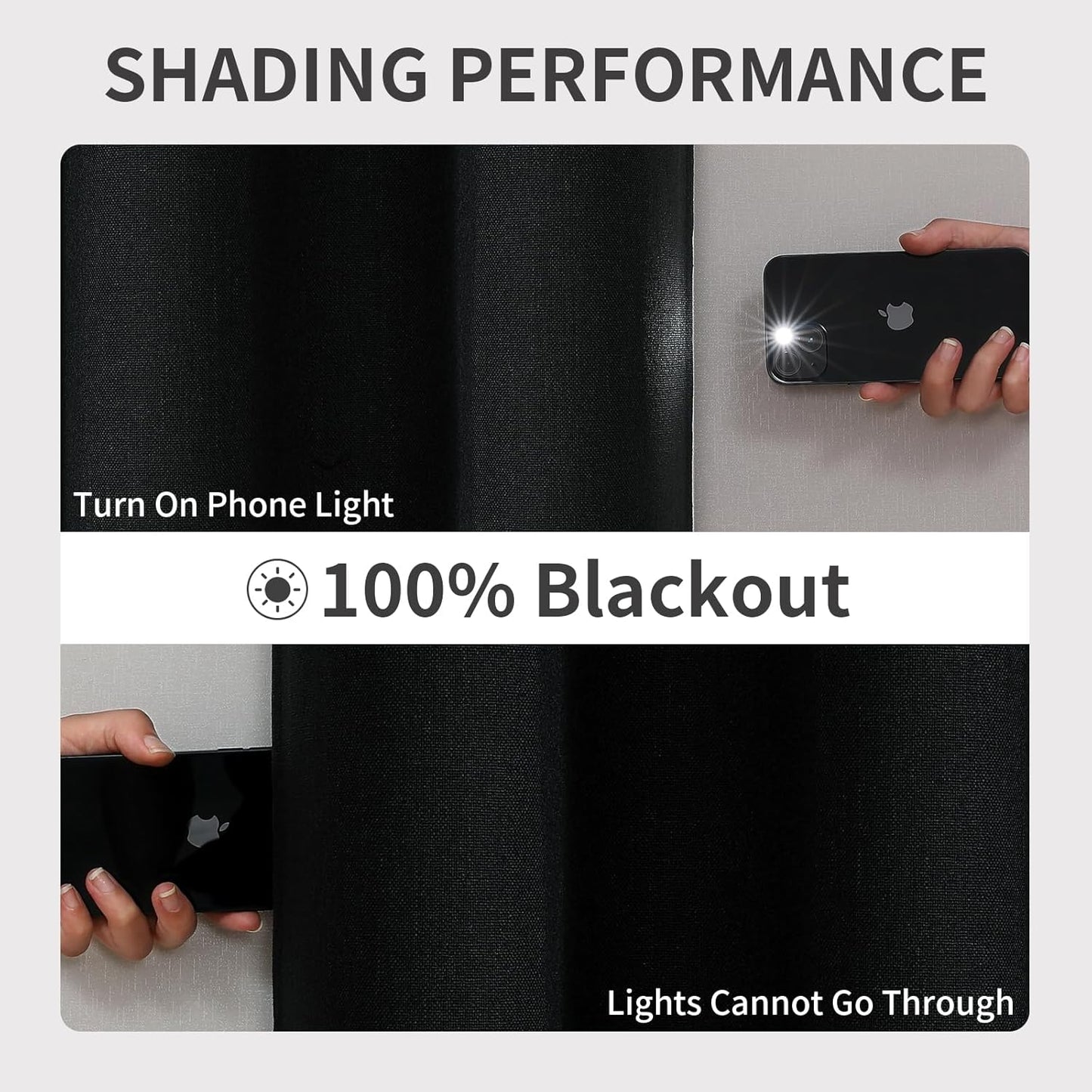 Joydeco Blackout Curtains 120 Inches Long 2 Panels Burg, Room Darkening Curtains for Bedroom, 100% Black Out Textured Thermal Drapes Privacy Protection 2 Panels Set(W52 x L120 Inch, Black)