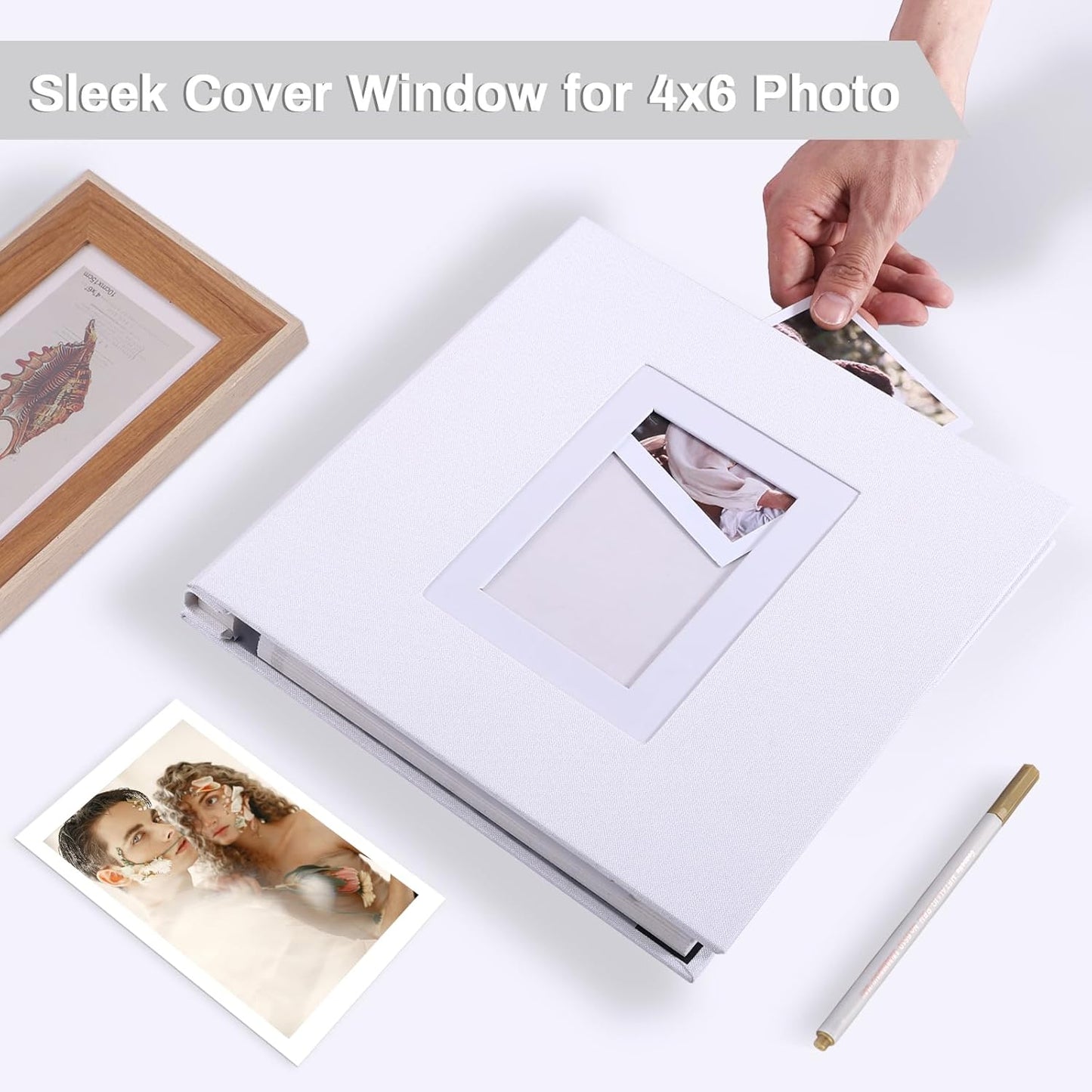 Photo Album Self Adhesive Pages Scrapbook Large Magnetic Photo Albums with Sticky Pages Scrapbooks for Wedding Baby for 4x6 5x7 8x10 Picture Photo Books 13.2x12.8 White 60 Pages