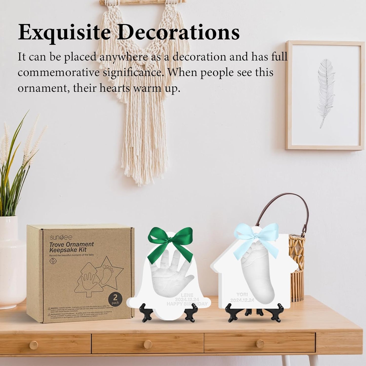 Baby Handprint Footprint Keepsake Ornament Kit, Personalized Baby Foot Printing Kit for Newborn Clay Impression Handmade DIY Imagination to Create