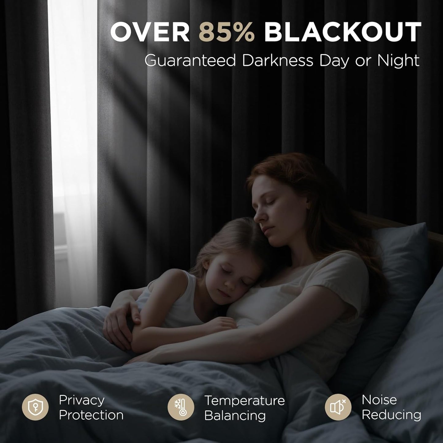 Joydeco Blackout Curtains 90 Inches Long, Black Curtains 2 Panels Set Thermal Insulated Drapes, Room Darkening Grommet Drapes for Living Room Bedroom Window (W52 x L90 Inch, Black)