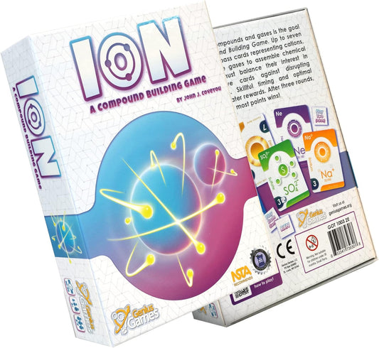 Genius Games Ion: A Compound Building Game (2nd Edition) - A Chemistry Card Drafting Game About Cations, Anion, Noble Gases - Science Accurate Board Game for High School Students, Teachers and Adults