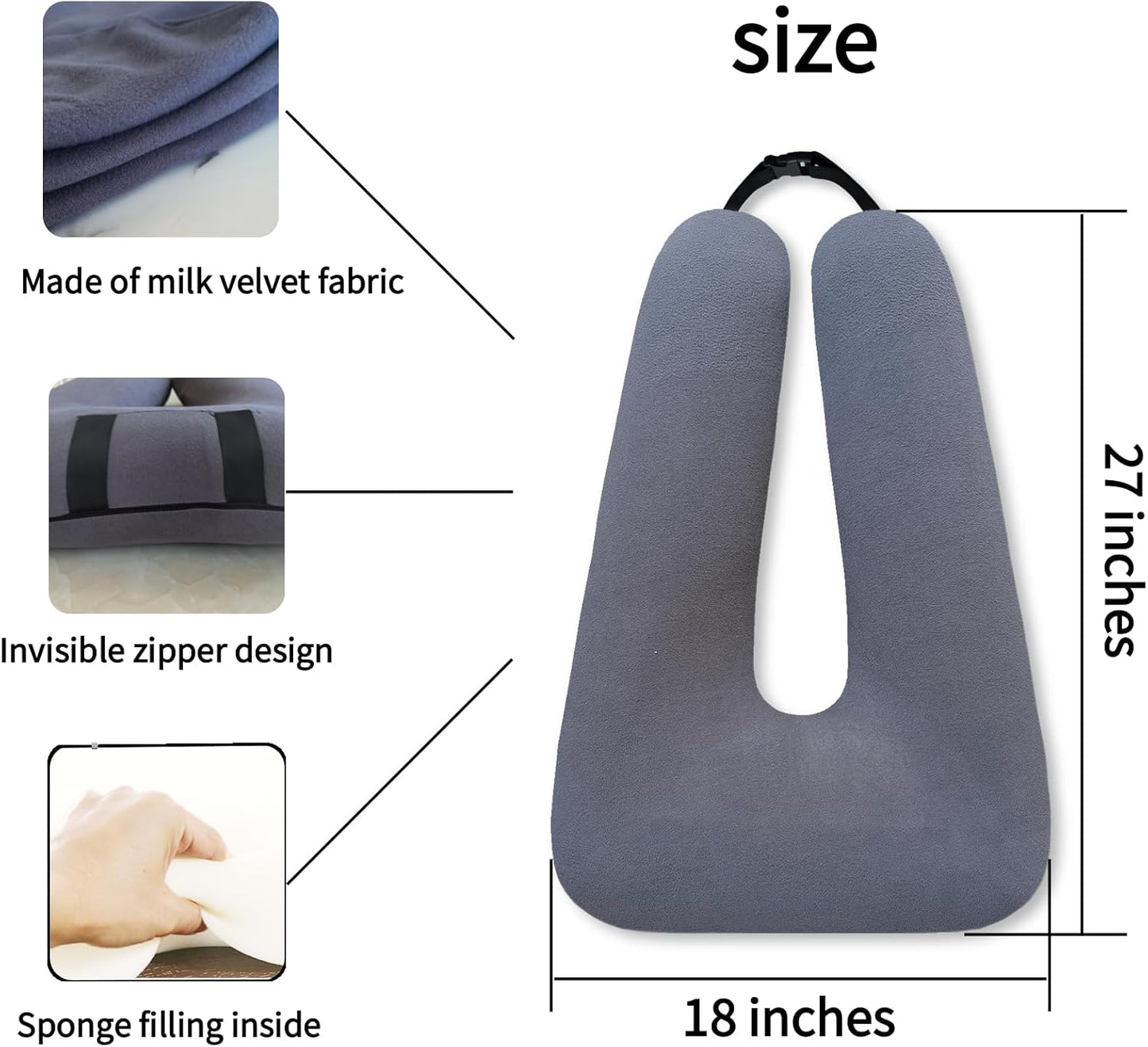 Travel Pillow Car Pillow Kid Car Sleeping The Sleeping Aid for Adults and Kids on Road Trips Sponge Kids Travel Pillow Provides Body and Head Support Gray