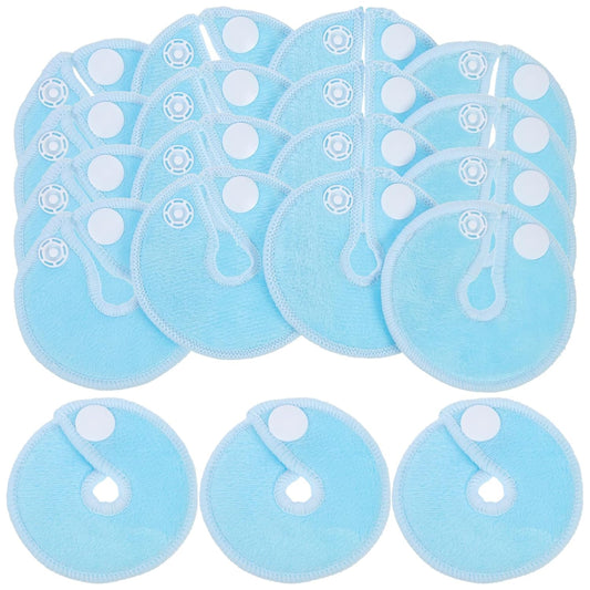 GLEAVI 28pcs G Tube Pad Holder Feeding Tube Button Covers Reusable Nursing Pads Soft Absorbent Breast Pads for Kids Breastfeeding Supports Nursing Care Sky-Blue
