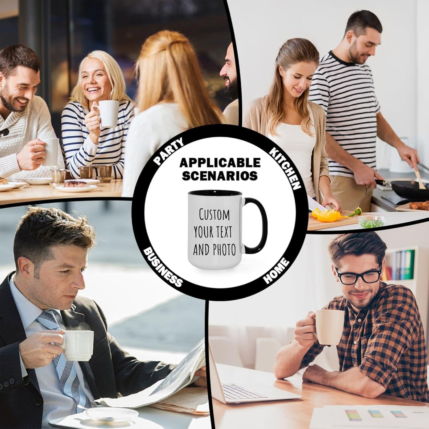 Ship Next Day Custom Mug Design Your Own Photo Text Personalized Picture Gifts for Women Men Customized Gift Idea Personalized Coffee Mugs 11oz Black Handle