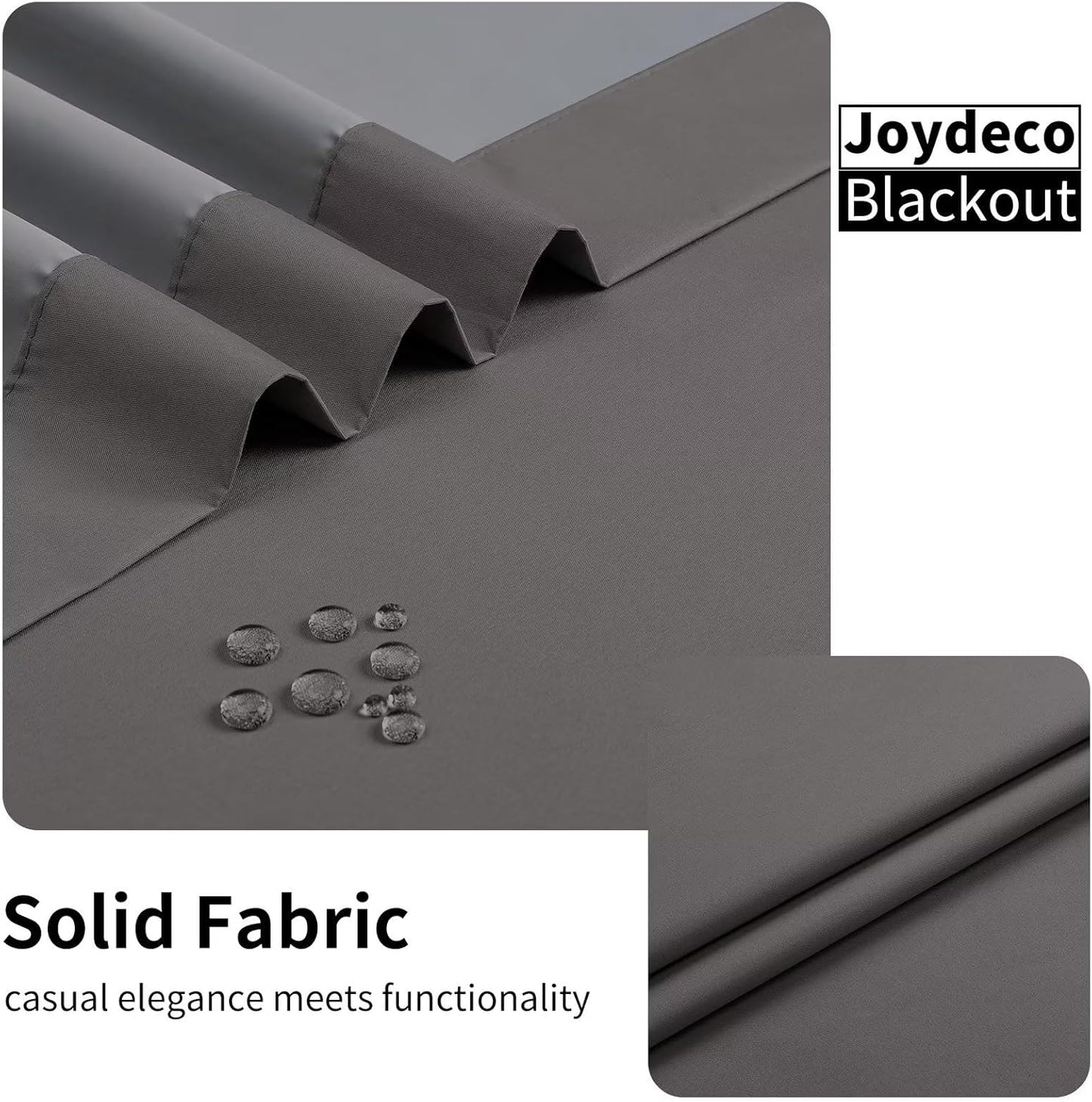 Joydeco Blackout Curtains, 2 Panels Sets, 52x72 Inches, Grey, Grommet, Thermal Insulation, Room Darkening, for Bedroom & Living Room