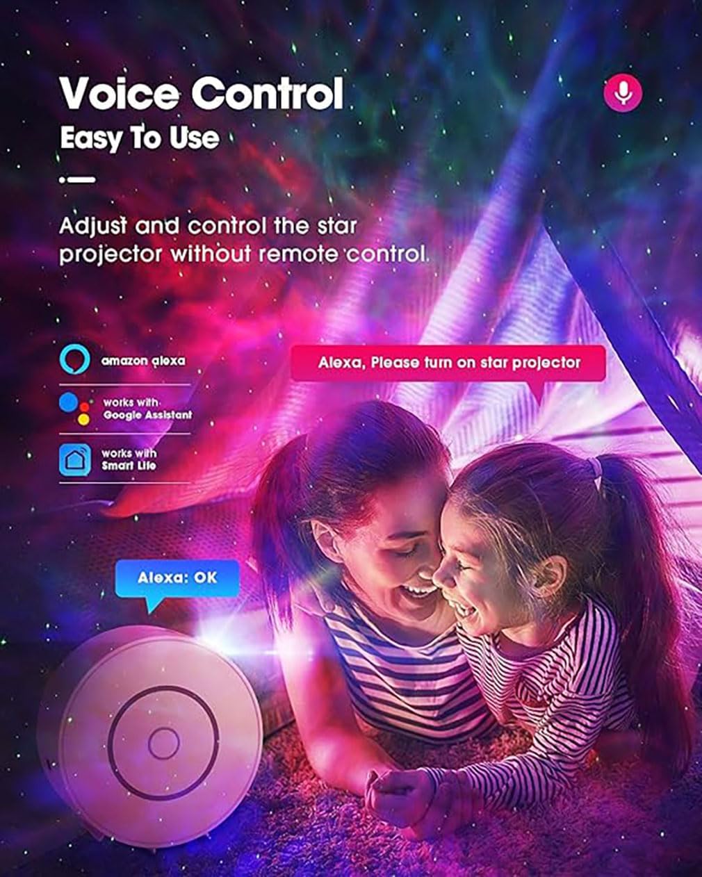 Galaxy Projector for Bedroom, Star Projector,Smart APP Control Memory Setting, Compatible with Alexa & Google Home, for Kids Adults Bedroom,Room Decor,Game Room,Party (Green Star+Remote)