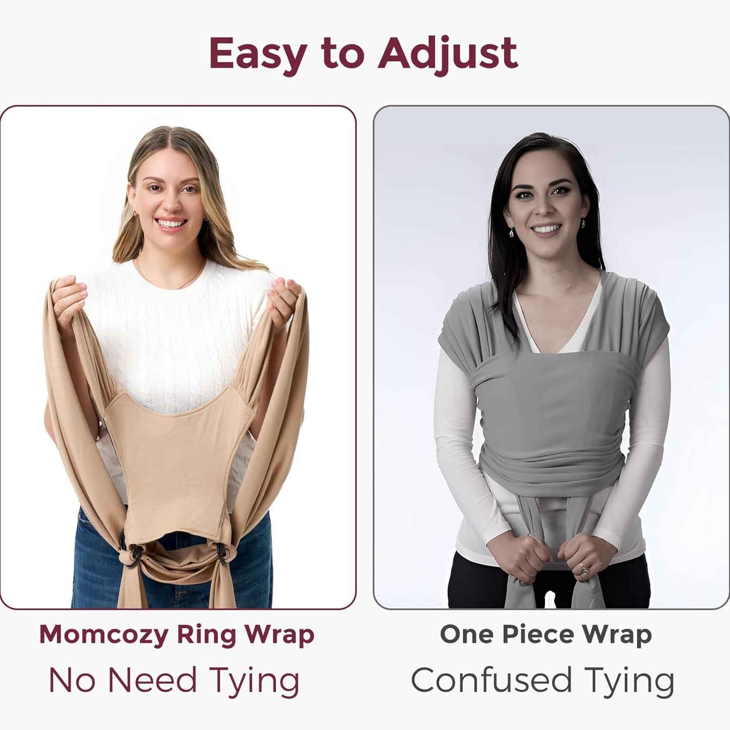 Momcozy Baby Wrap Carrier - Easy to Wear Infant Carrier Slings, Lightweight Hands Free Baby Sling, Adjustable Baby Carriers for Newborn to Toddler 8-35 lbs, Baby Wraps Carrier, Light Curry