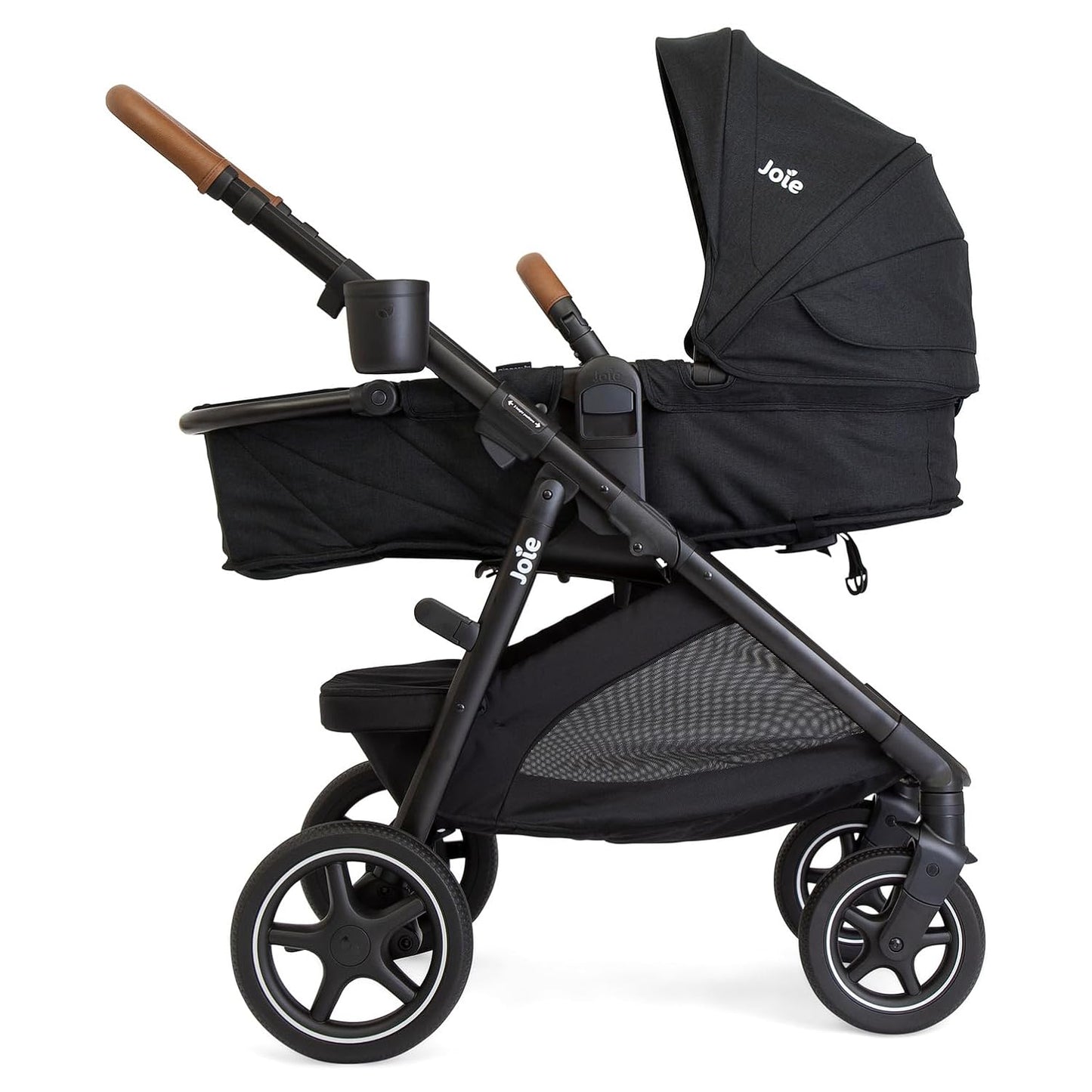 Joie Ginger lx 4-in-1 One-Hand Pramette Stroller - Easy Convertible Pramette and Stroller with a One-Hand Pramette Conversion, for Newborns to Toddlers (Shale)