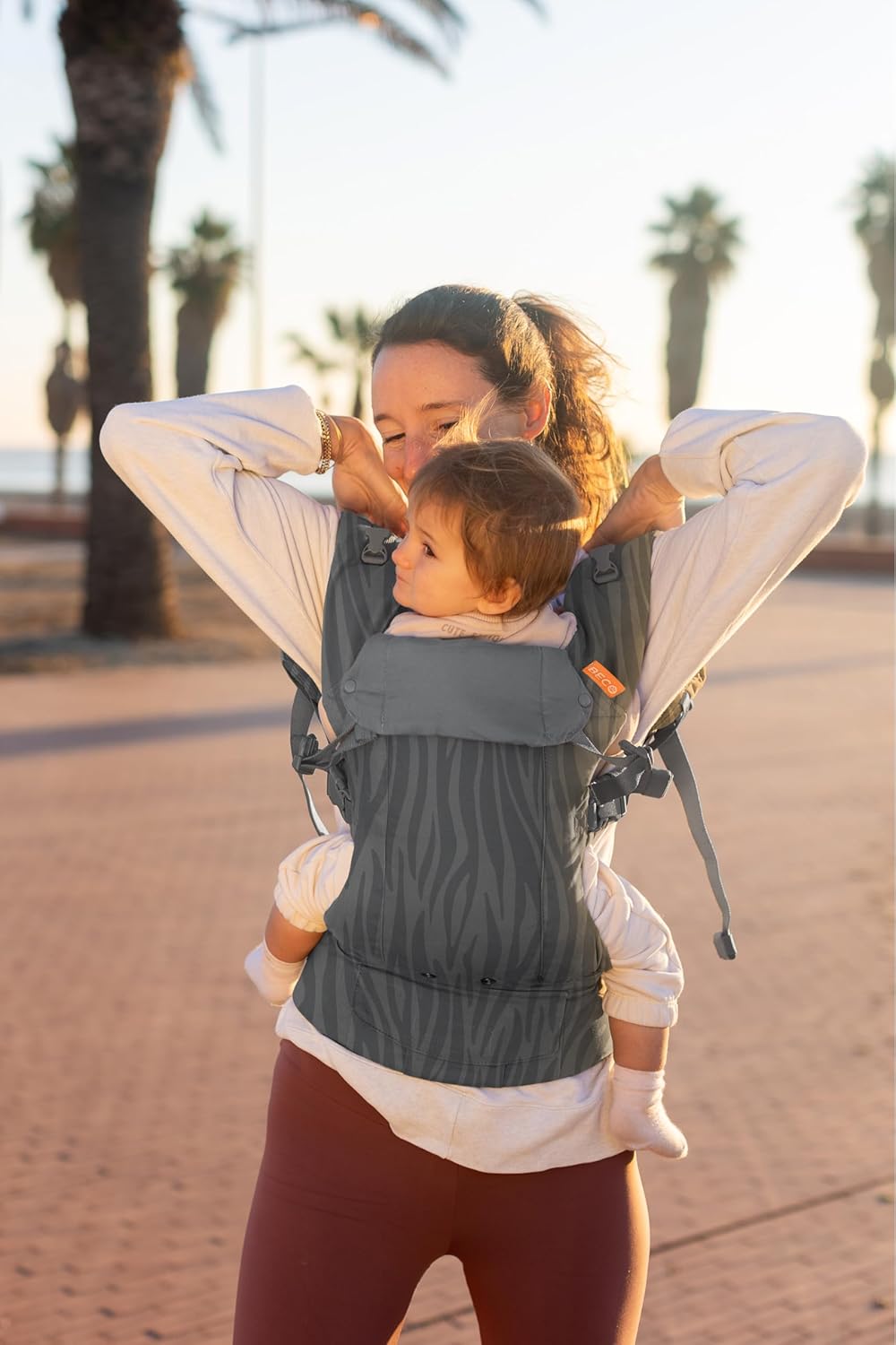 Beco Gemini Baby Carrier Newborn to Toddler - Front, Back and Hip Seat Carrier, Baby Carrier Backpack & Baby Front Carrier with Adjustable Seat, Ergonomic Baby Holder Carrier 7-35lbs (Dark Zebra)