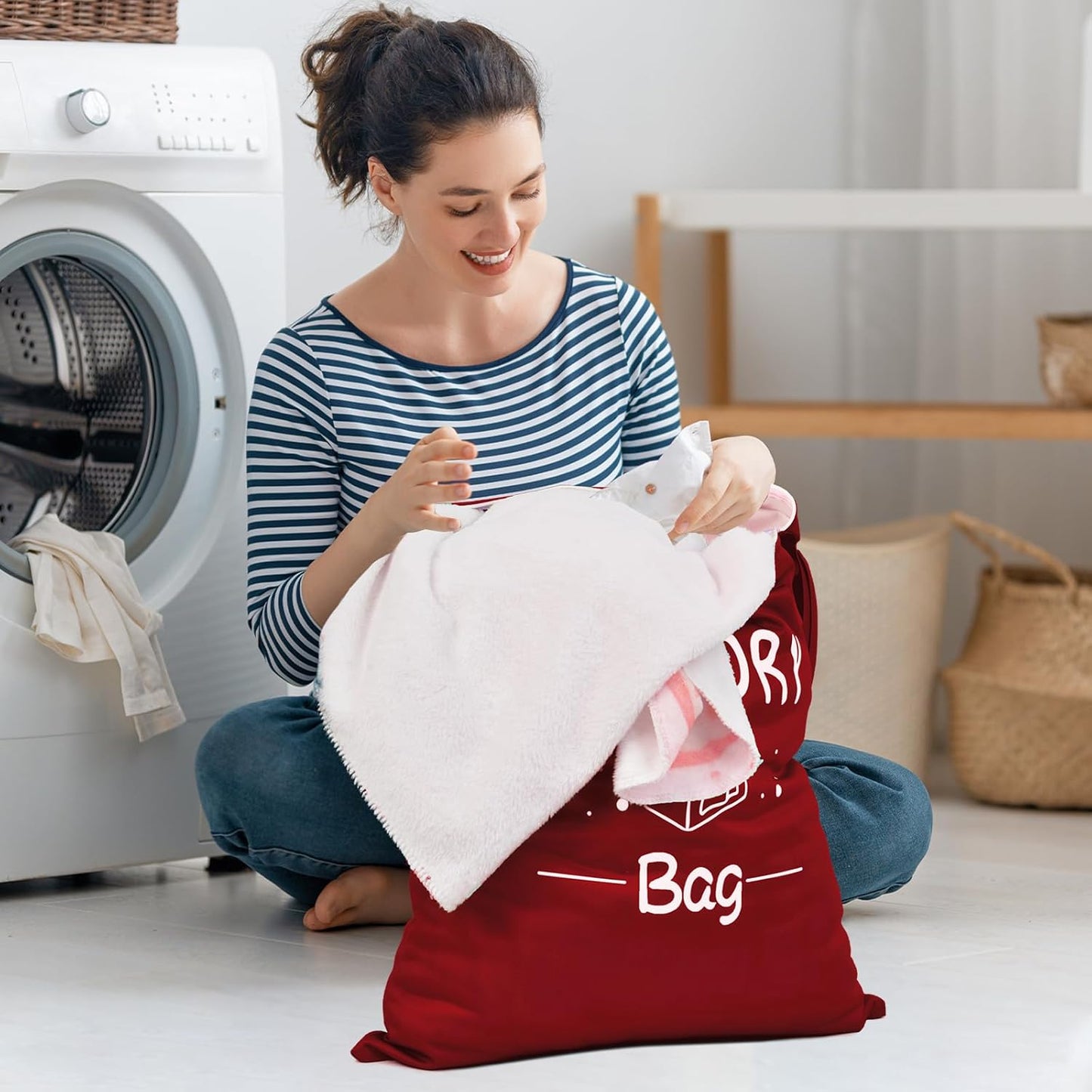 2 Pcs Large Travel Laundry Bags - Waterproof Wet Dry Bags for Gym Clothes, Swimming, Yoga (Wine+Navy)