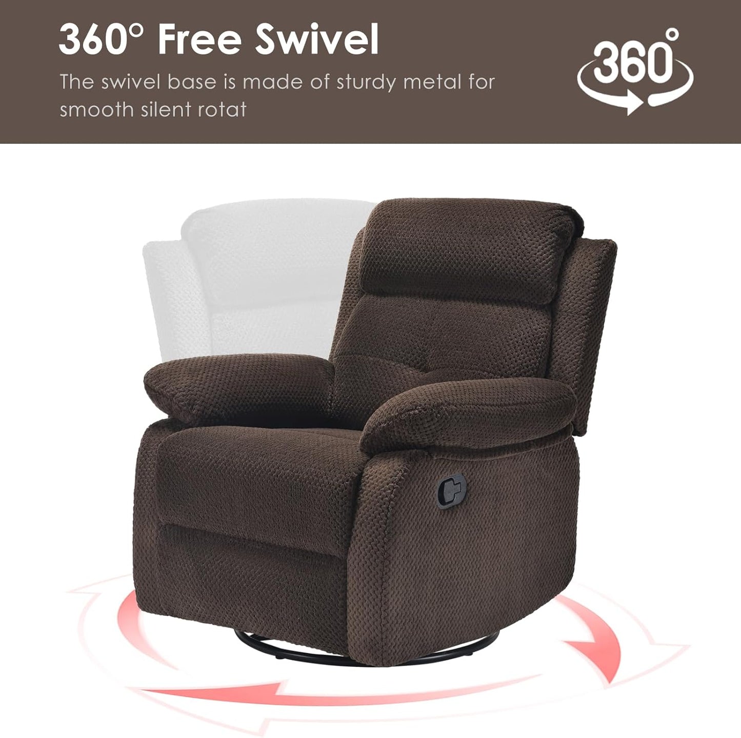 Small Rocker Swivel Recliner Chair for Adults Women for Small Spaces, Bedroom, Living Room