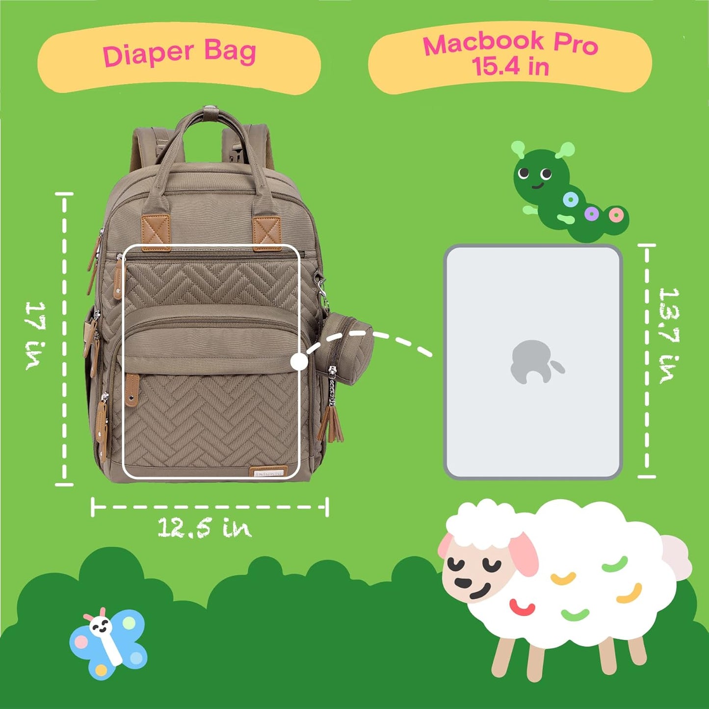 iniuniu Diaper Bag Backpack, 4 in 1 kit Large Unisex Baby Bags for Boys Girls, Waterproof Travel Back Pack with Diaper Pouch