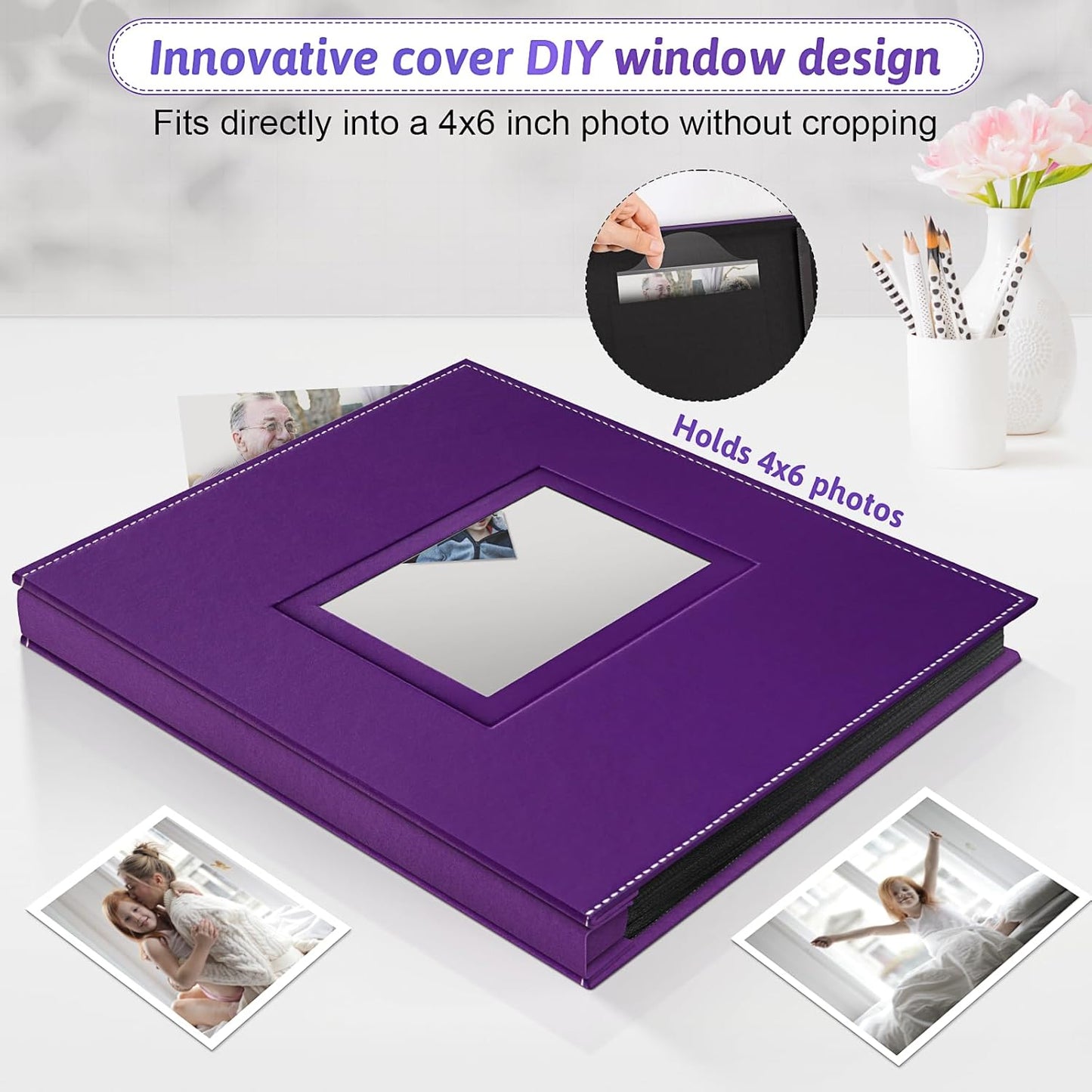 Popotop Photo Album 4x6 800 Pockets with Leather Hardcover Cover, Large Photo Album Binder Book with 80Pcs Pages for Family Travel Wedding Baby Gifts