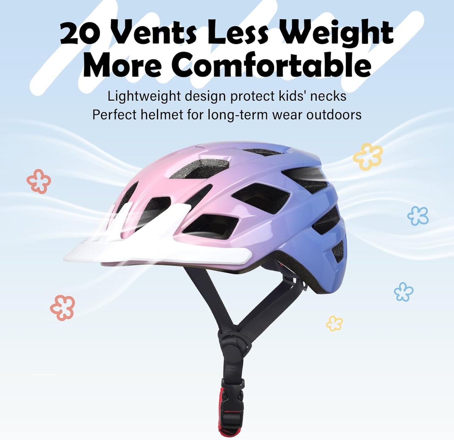 Kids Bike Helmet, 2 Size Adjustable for Youth Toddler Boys & Girls 3-5-8-10-12-14 Years, Child Helmets with Visor for Skating Cycling Scooter