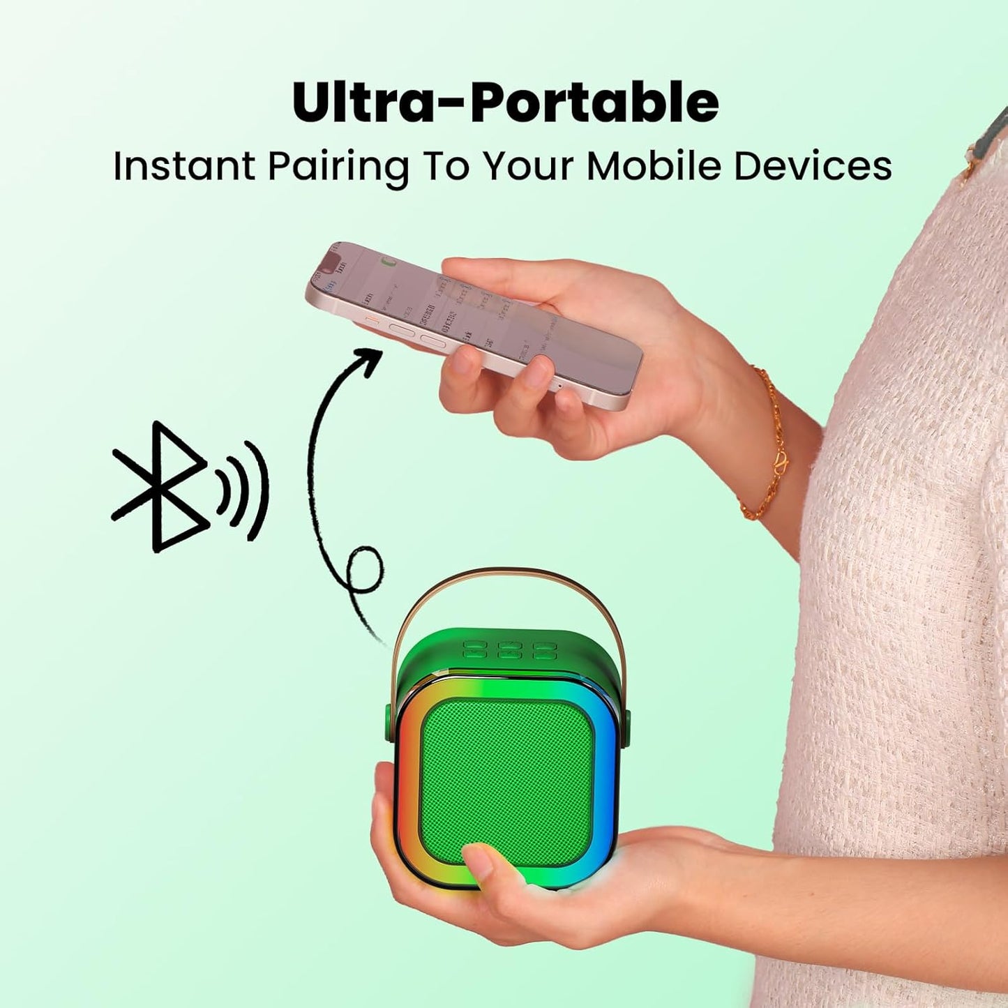 IROO Mini Karaoke Machine for Kids, 2025 TOP Toys Birthday Gifts Ideas for Girls Ages 4, 5, 6, 7, 8, 9, 10, 12+ Years Old, Portable MP3 Player with 2 Wireless Mics for Party