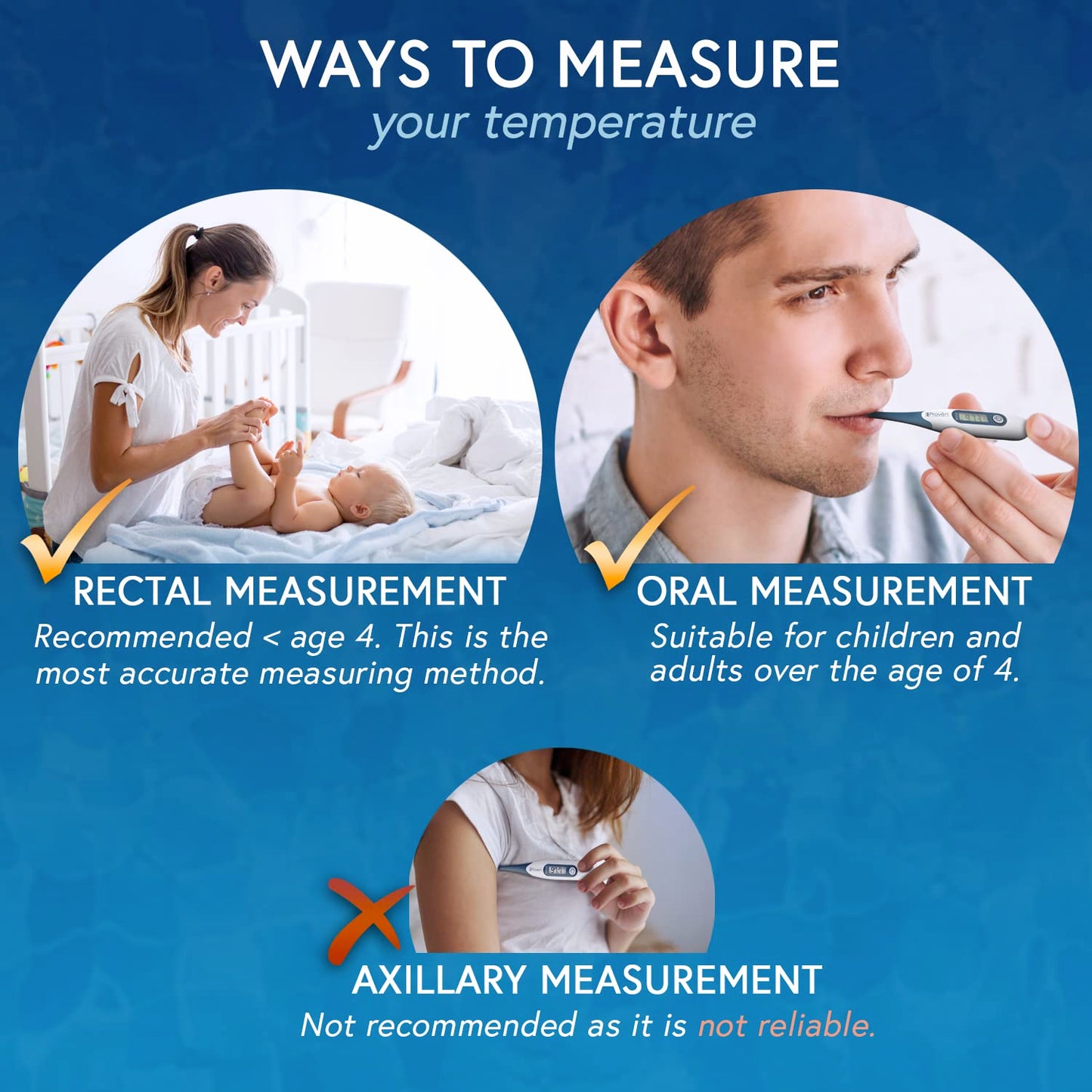 iProven Adult Digital Oral and Rectal Thermometer, Measures in 10 Seconds, with Flexible Tip, Fever Alarm, Thermometer for Kids and Babies (10 Packs)