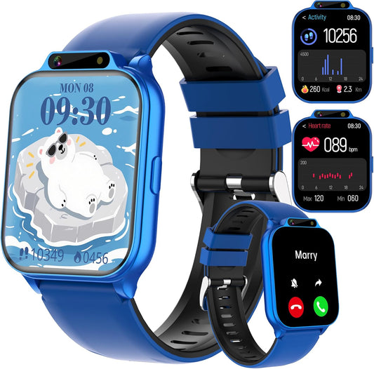 Kids Smart Watch Boys with Fitness & Sleep Tracker, Waterproof Smart Watch for Kids Age 5-12, Sport Modes Heart Rate SOS Button HD Camera DIY Dial Games Music Recorder, NO APP/Phone, Boys Gifts Toys