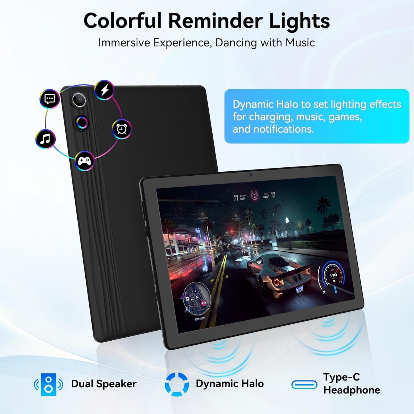 Tablet, Android Tablet 10.95",16GB RAM 128GB ROM 1TB Expansion, Octa-Core, Android 14, 1280x800 FHD, Dual Camera, WiFi6, BT5.3, 6800mAh Battery