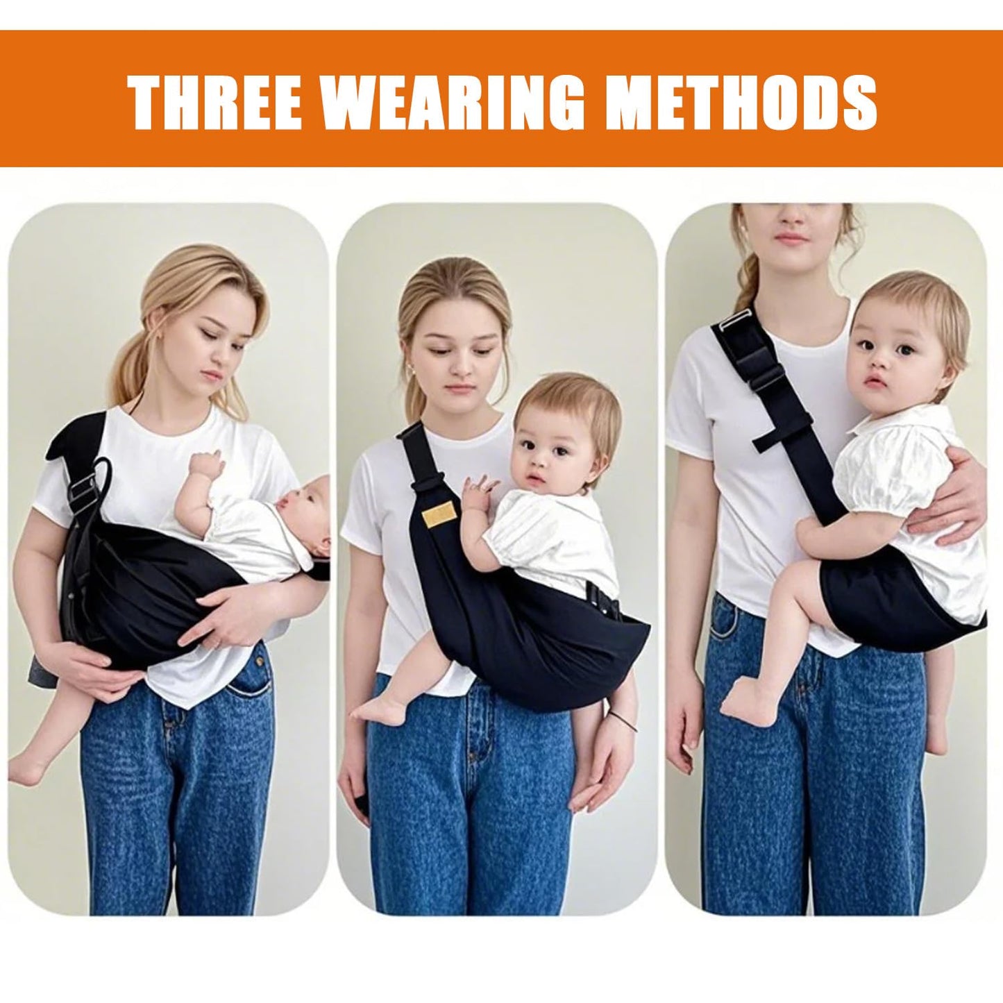 Baby Sling Carrier Toddler Carrier One Shoulder Adjustable Shoulder Strap Labor-Saving Baby Sling 10-45lbs(Grey,Mesh)