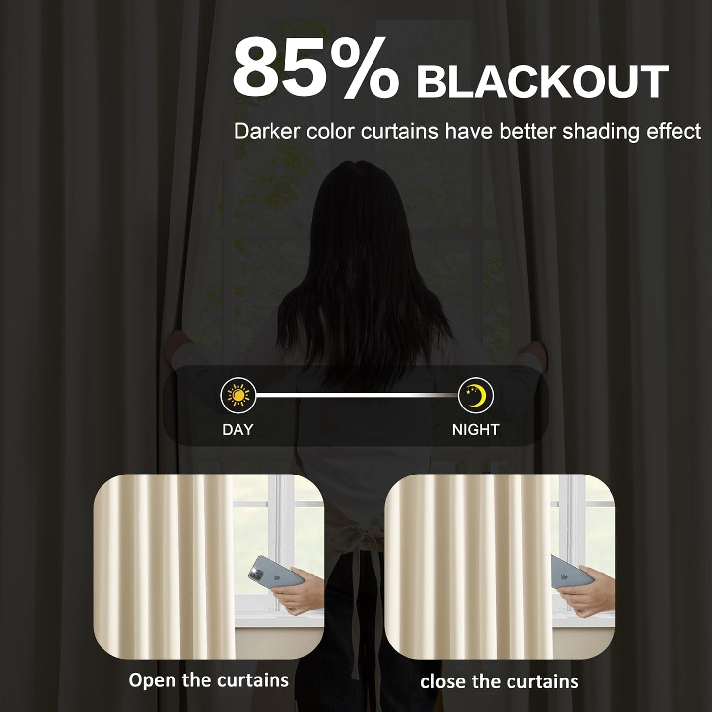 KEQIAOSUOCAI Pinch Pleated Curtains 63 Inches Long,Memory Shape Room Darkening Soundproof Window Curtains with Hooks for Bedroom Living Room Track System 80 x 63 x 2 Panels Cream Beige