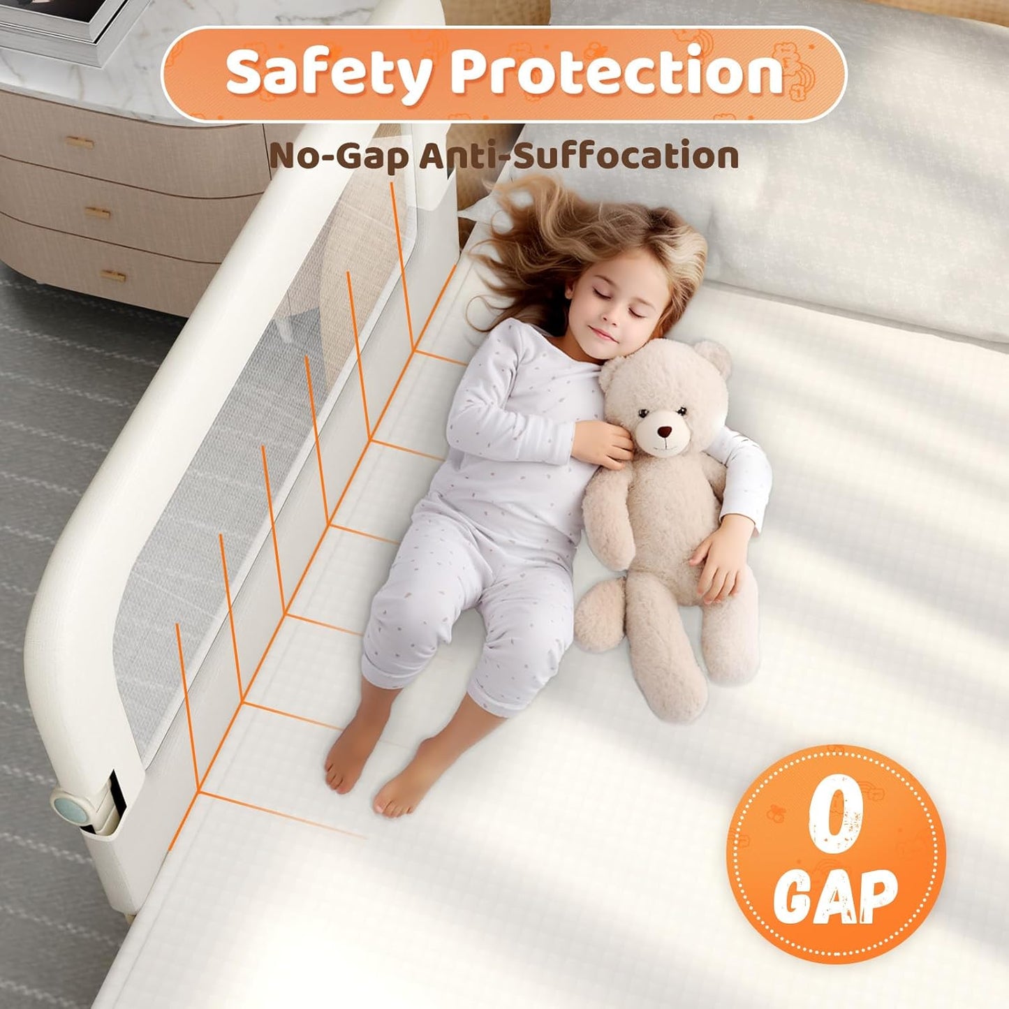 Large Bed Guard Rail for Toddlers - 59inch Foldable & Adjustable Heights Baby Bed Safety Railing - Toddler Long Bed Rails Guard for Twin, Bunk, Queen & King, Full Size Bed