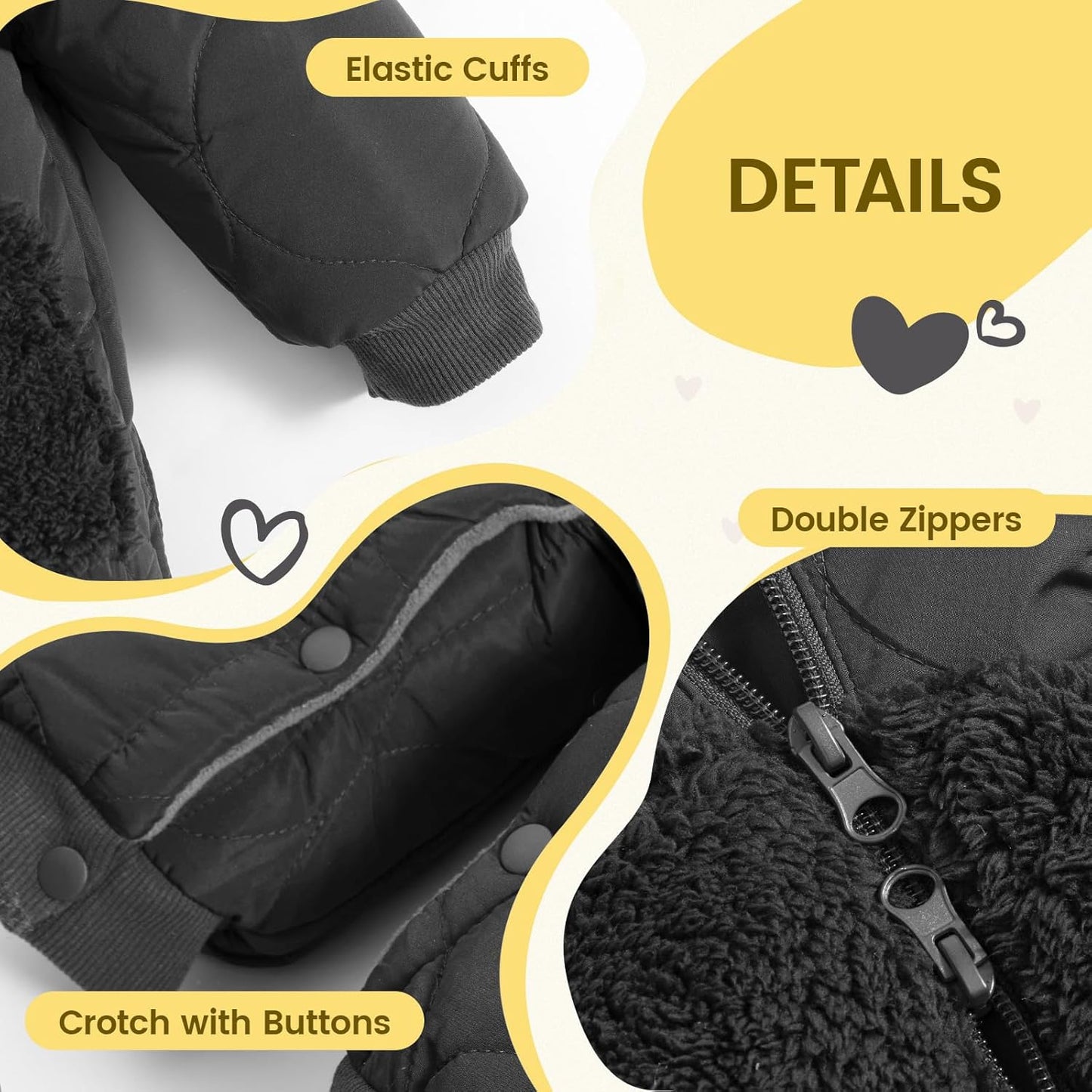 JiAmy Baby Snowsuit Newborn Winter Clothes Coat Romper Windproof Fleece Hat Zipper Baby Bear Outfit