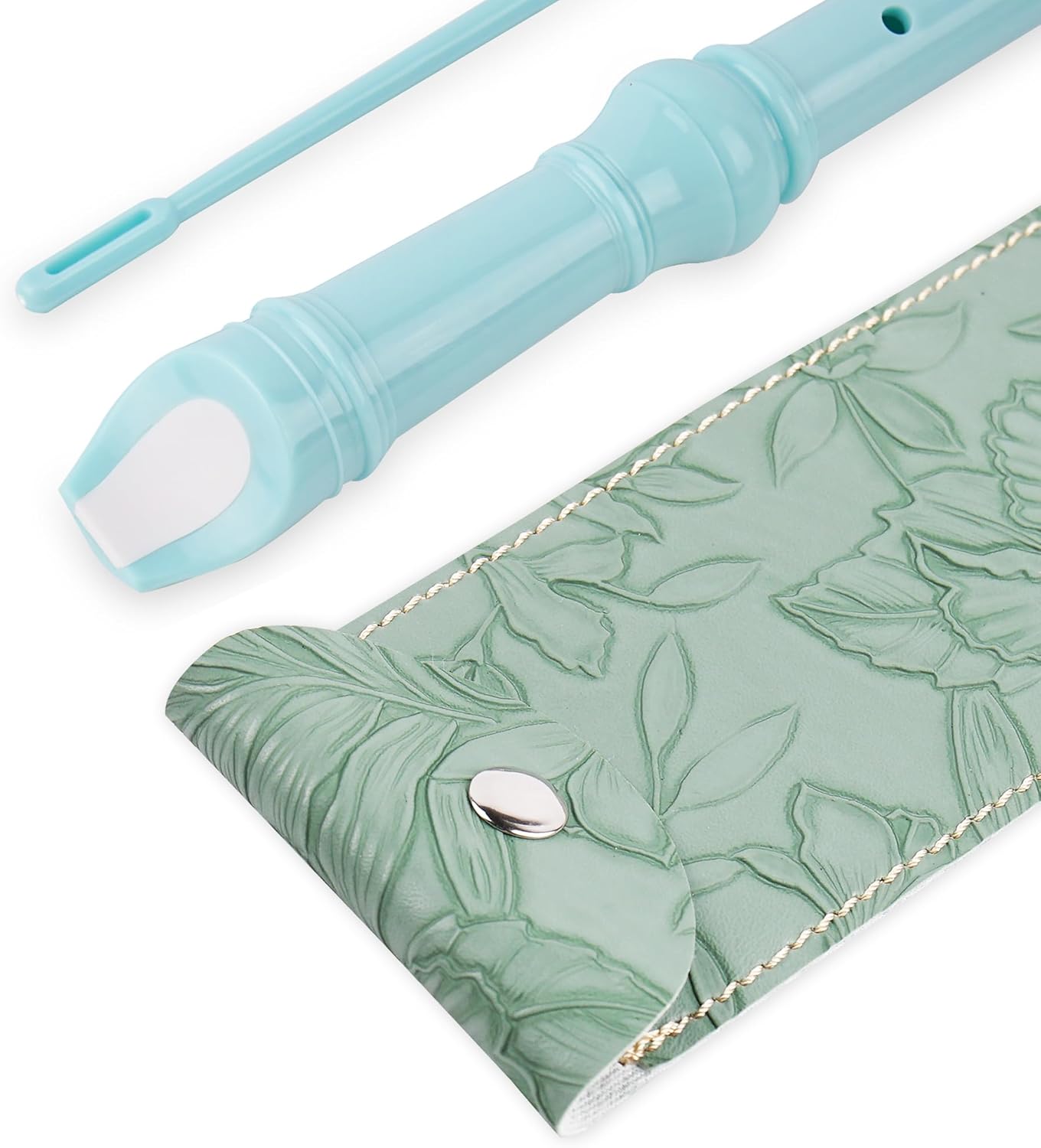 Recorder Instrument for Beginner Kids Adults,8-Hole Soprano Descant Recorder Music Flute with with Cleaning Rod & Leather Case For School Student Home Entertainment(2-Carved Dark Green)