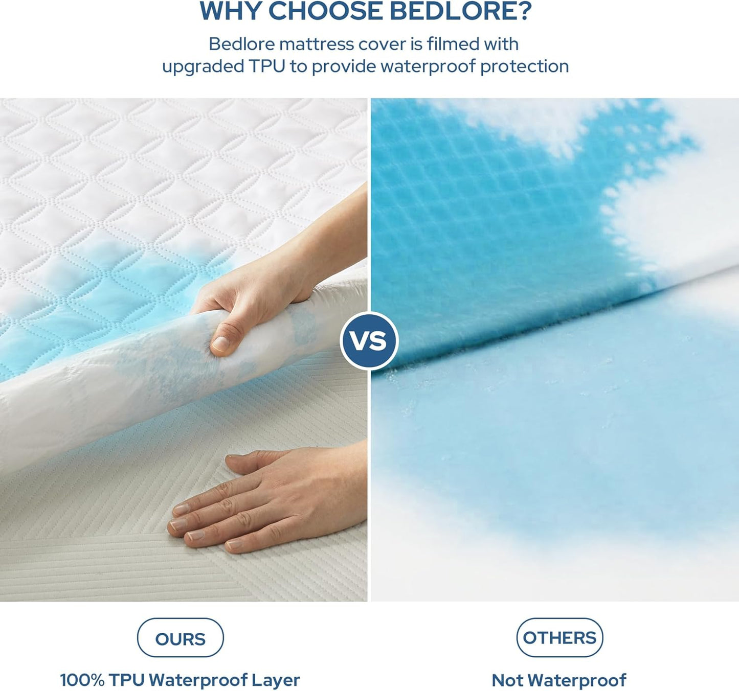 2 Pack Waterproof Mattress Protector, Queen Size Noiseless Mattress Pad with Deep Pocket Fitted Up to 6-18 inches, Soft Noiseless Bed Mattress Cover Washable for Home, Bedroom, Hotel