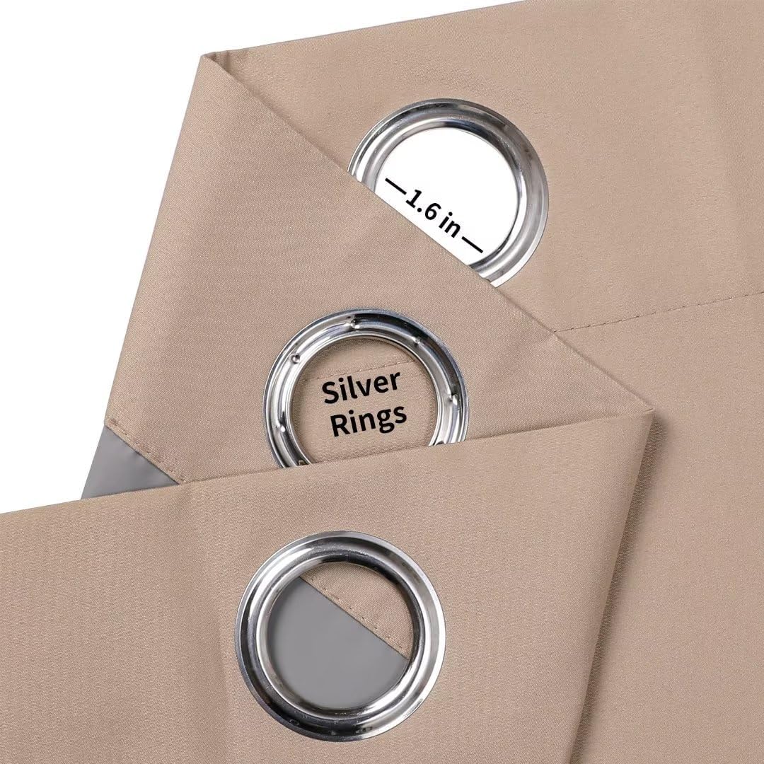 Joydeco Taupe Curtains 84 Inch Length 2 Panels Set for Livingroom, Blackout Curtains 84 Inches Long for Bedroom Windows, Thermal Insulated Room Darkening 84 Inch Long with Grommets