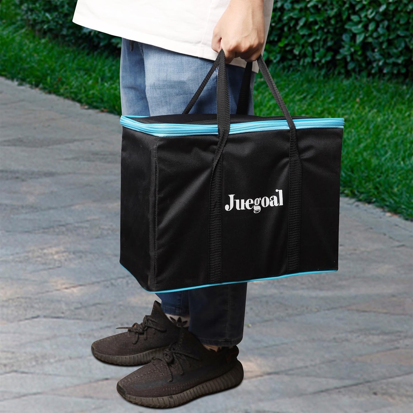 Juegoal 54 Piece Giant Tumble Tower Brown for Adult Kids Family, Wooden Block Stacking Game with Gameboard & Canvas Bag, Outdoor Games for Backyard Lawn Party Playing, 6.9 x 6.9 x 24 Inches,X-Large