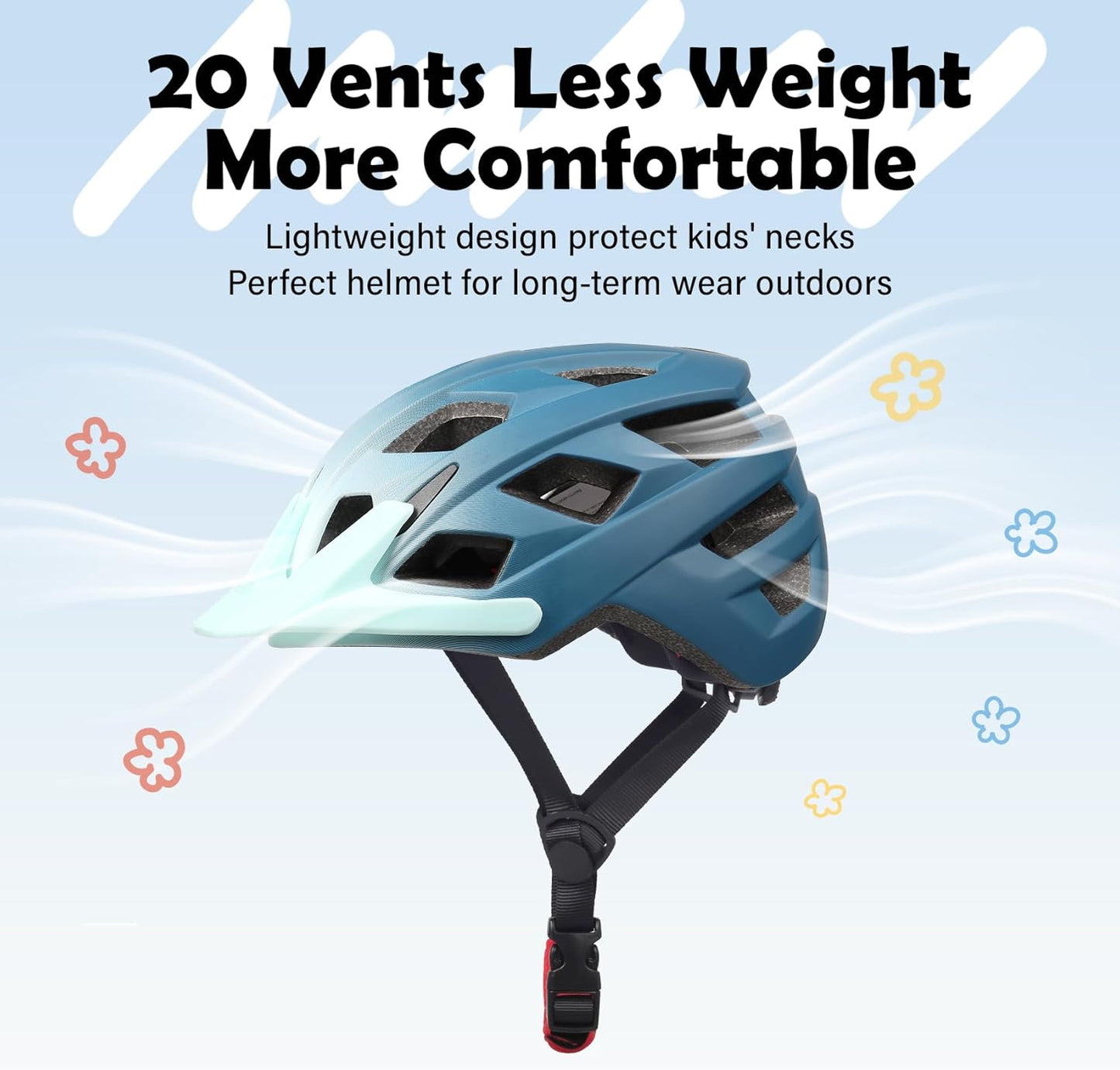 Kids Bike Helmet, 2 Size Adjustable for Youth Toddler Boys & Girls 3-5-8-10-12-14 Years, Child Helmets with Visor for Skating Cycling Scooter