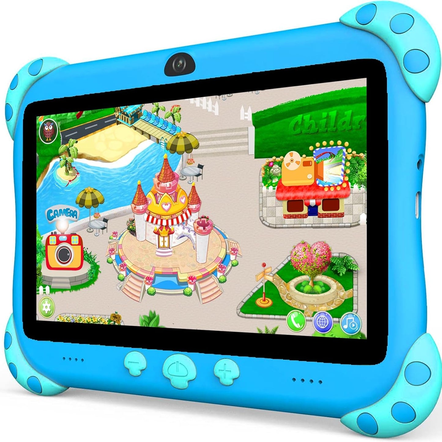 YINOCHE 7 inch Kids Tablet with Case, WiFi, Android Toddler Tablet, 32GB Storage, Dual Camera, Shockproof Case, Parental Control Tablets Support Netflix YouTube for Toddlers (Green)