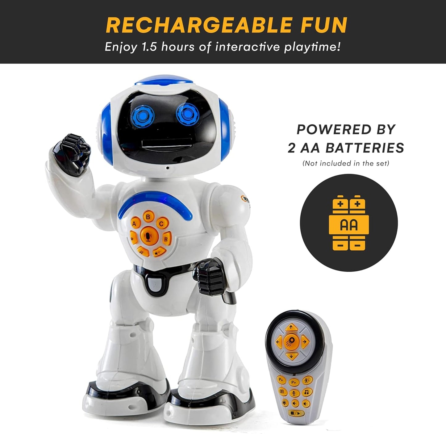 Programmable LED RC Robot Toys - Interactive 12-inch Tall Dancing and Talking Robot for Kids
