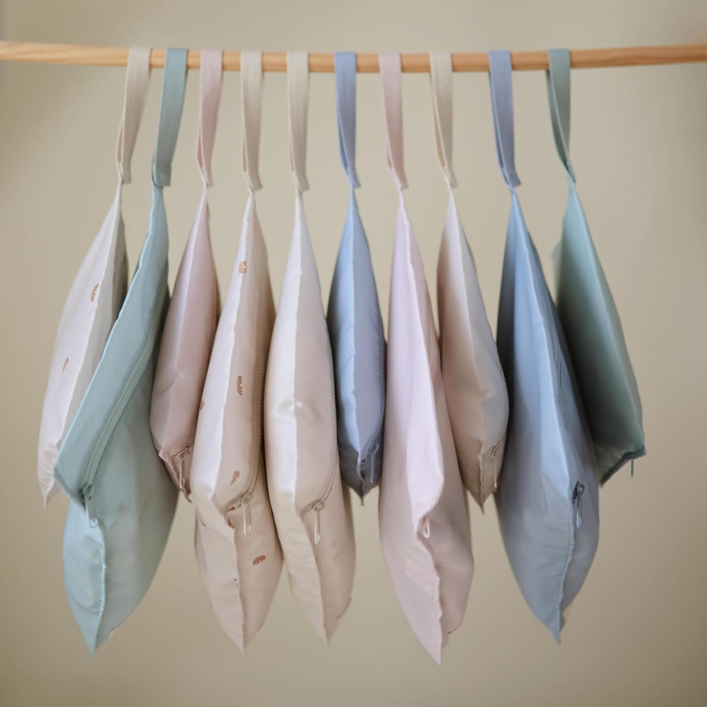 mushie Water Resistant Wet Bags | Large & Small Reusable Storage Bag for Baby Items and Travel | Zippered Pockets with Handle | Machine Washable, Set of 2 (Tradewinds)