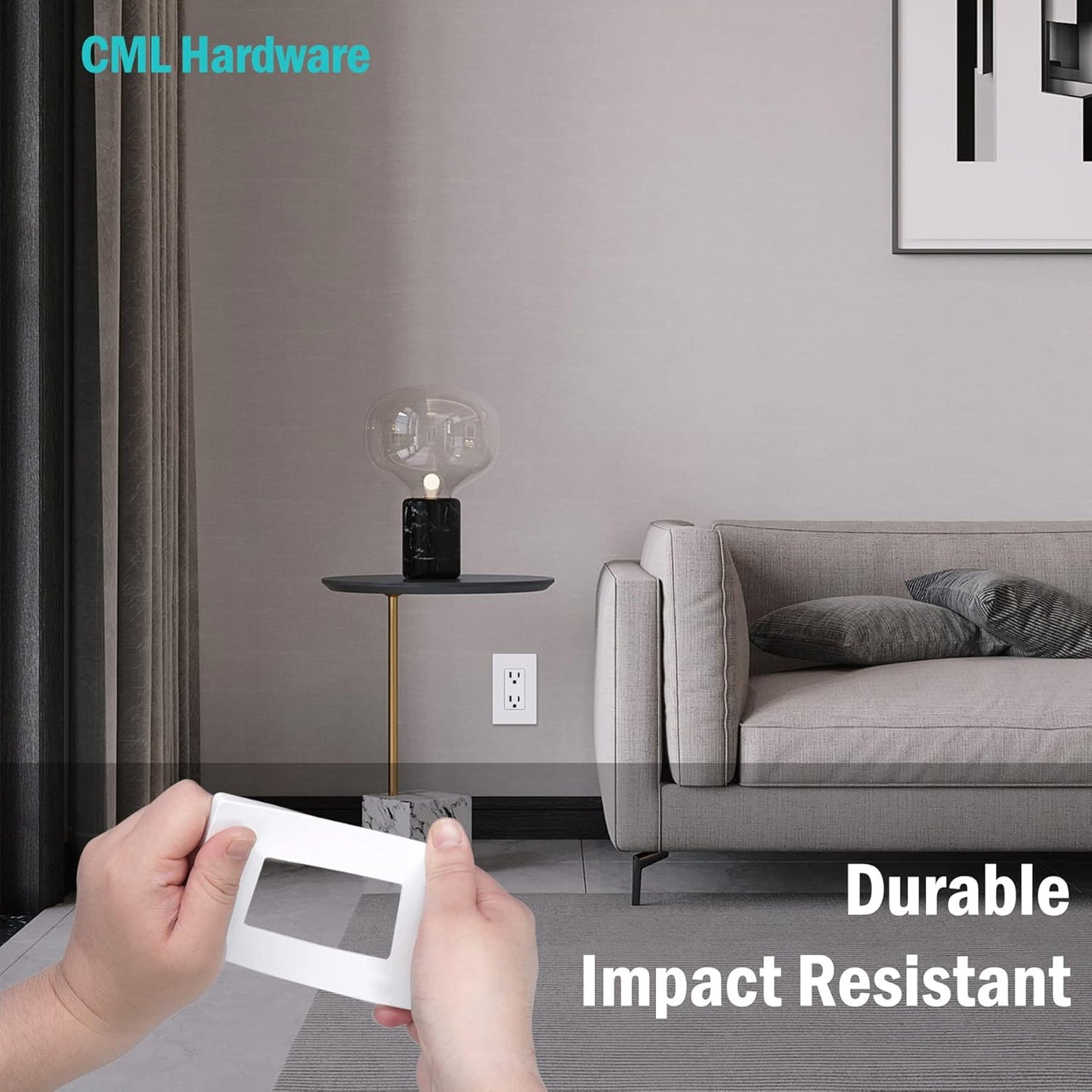 CML Screwless Wall Plates, 120 Pack Decorator Light Switch Covers, 1-Gang Decor Outlet Switch Plate, Standard Size 2.91”x4.68”, Impact Resistant, UL Listed, White