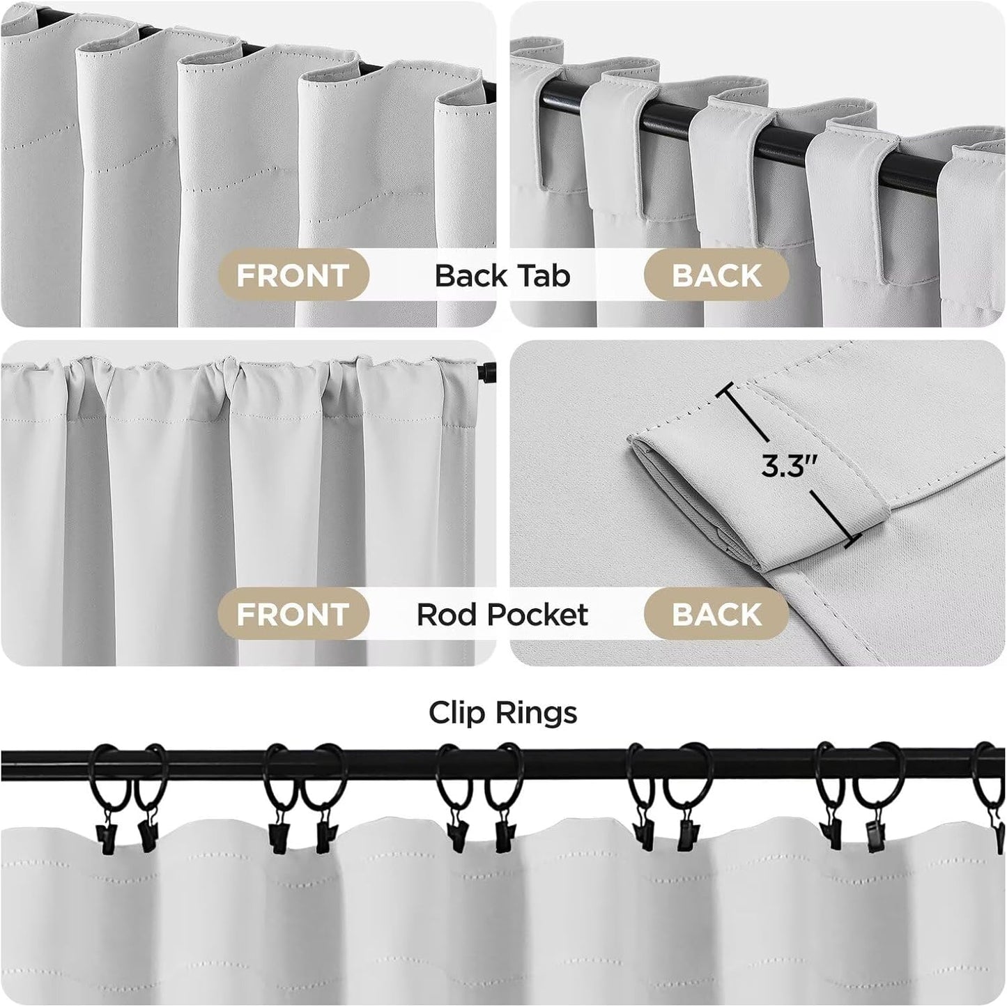 Joydeco 108 Inch 60% Blackout White Curtains 2 Panels,Elegant Soft Sheer Curtains for Bedroom,Thermal Insulated Black Out Drapes for Living Room,Rod Pocket Back Tab Drapes(W52xL108 Inch,Greyish White)