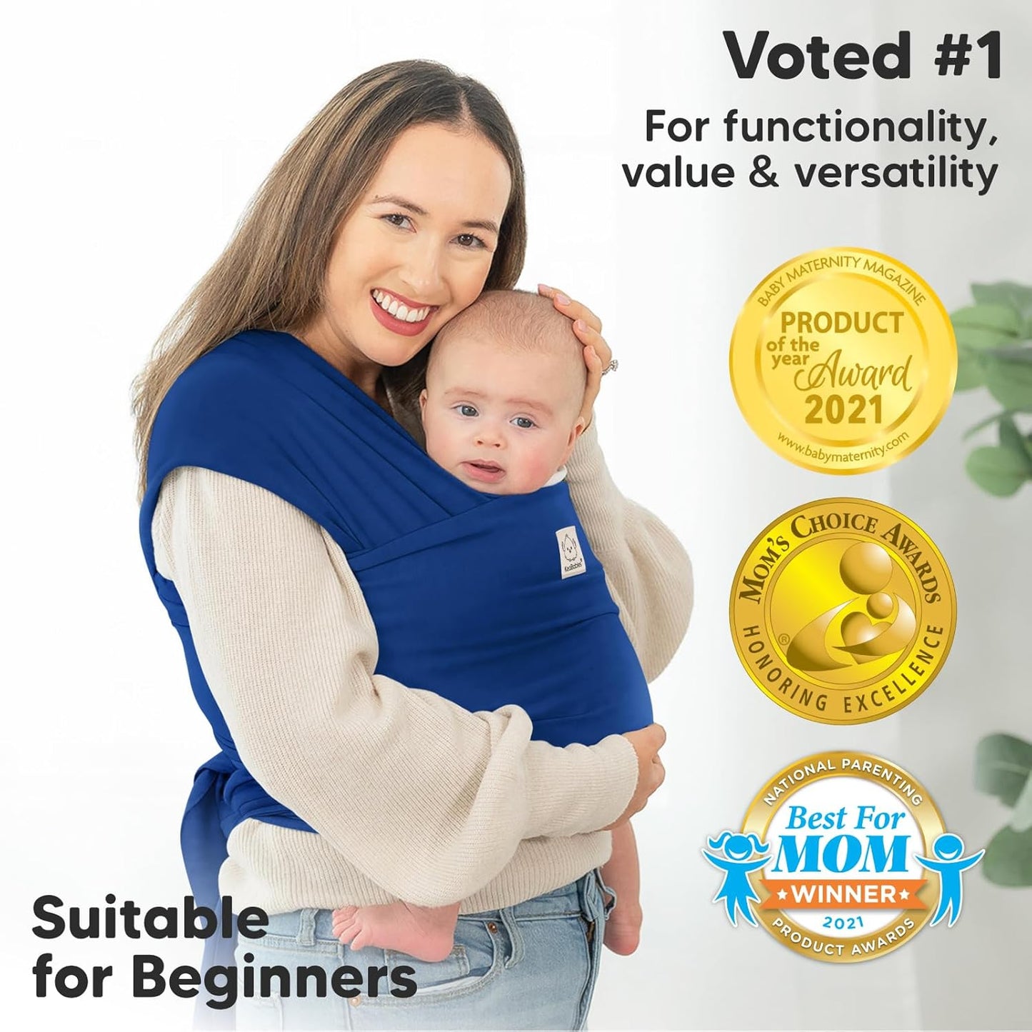KeaBabies Baby Wrap Carrier - All in 1 Original Baby Carrier Newborn to Toddler Sling, Easy to Wear, Hands Free Bonding, Lightweight, Breathable Infant Wraps (Cobalt Blue)