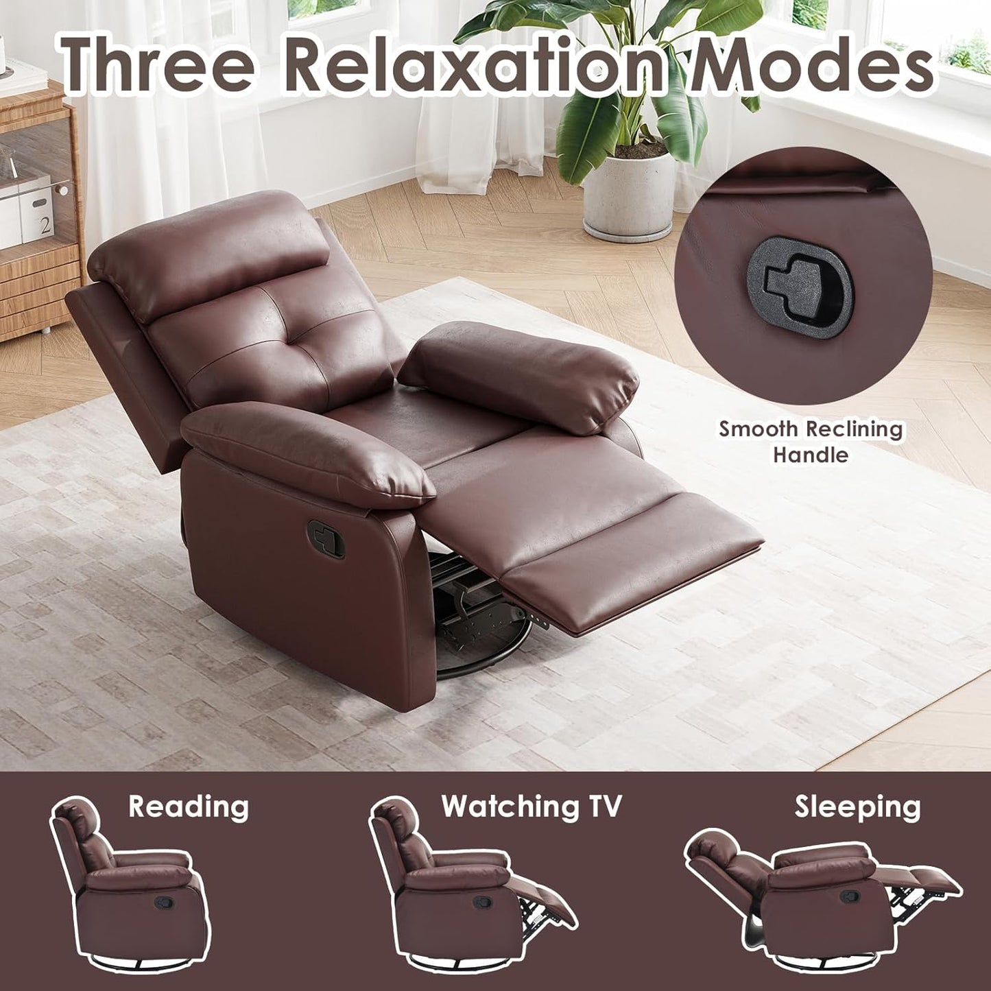 Small Rocker Swivel Recliner Chair for Adults Women for Small Spaces, Bedroom, Living Room