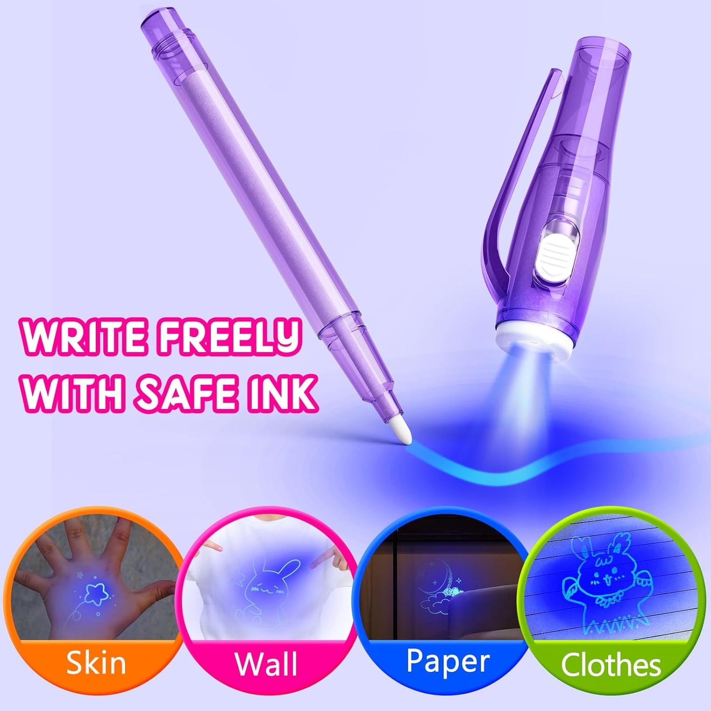 Invisible Ink Pen Spy Game for Kids, Party Favors Toys for Girls Boys, Magic Markers for Boys Girls Fun Outdoor Toys, Birthday for 6-13 Year Old Girls Boys (14PCS+Black Notebooks)