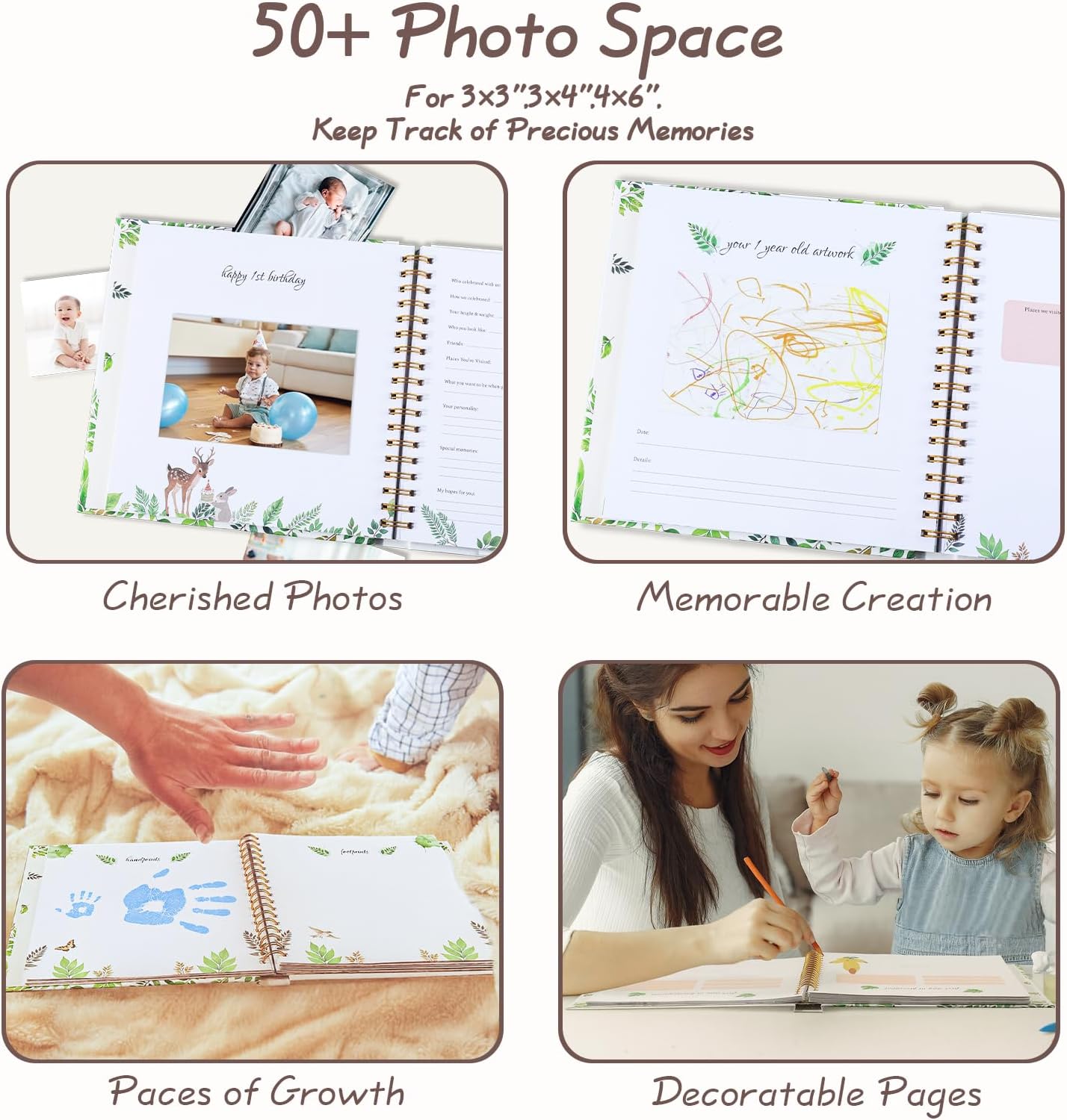 Orzbow Baby Memory Book for Boys and Girls, Timeless First 5 Year Baby Keepsake Book, Gender Neutral Journal Scrapbook Photo Album, Record a Milestone for every Event from Birth to Age 5