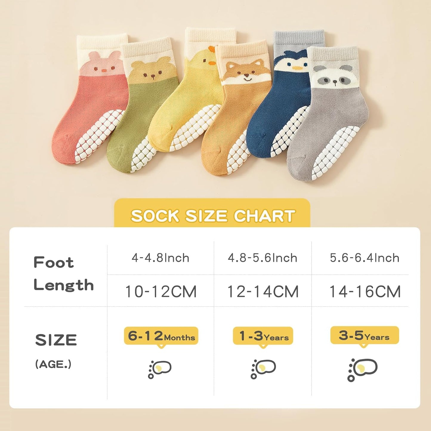 Baby Non Slip Ankle Socks with Grippers for 0 Months-7 Years Old Walking Socks