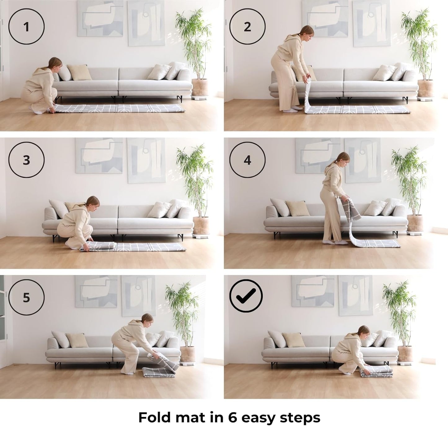 Baby Care Foldable Mat - Sea Petals(Gray), Large