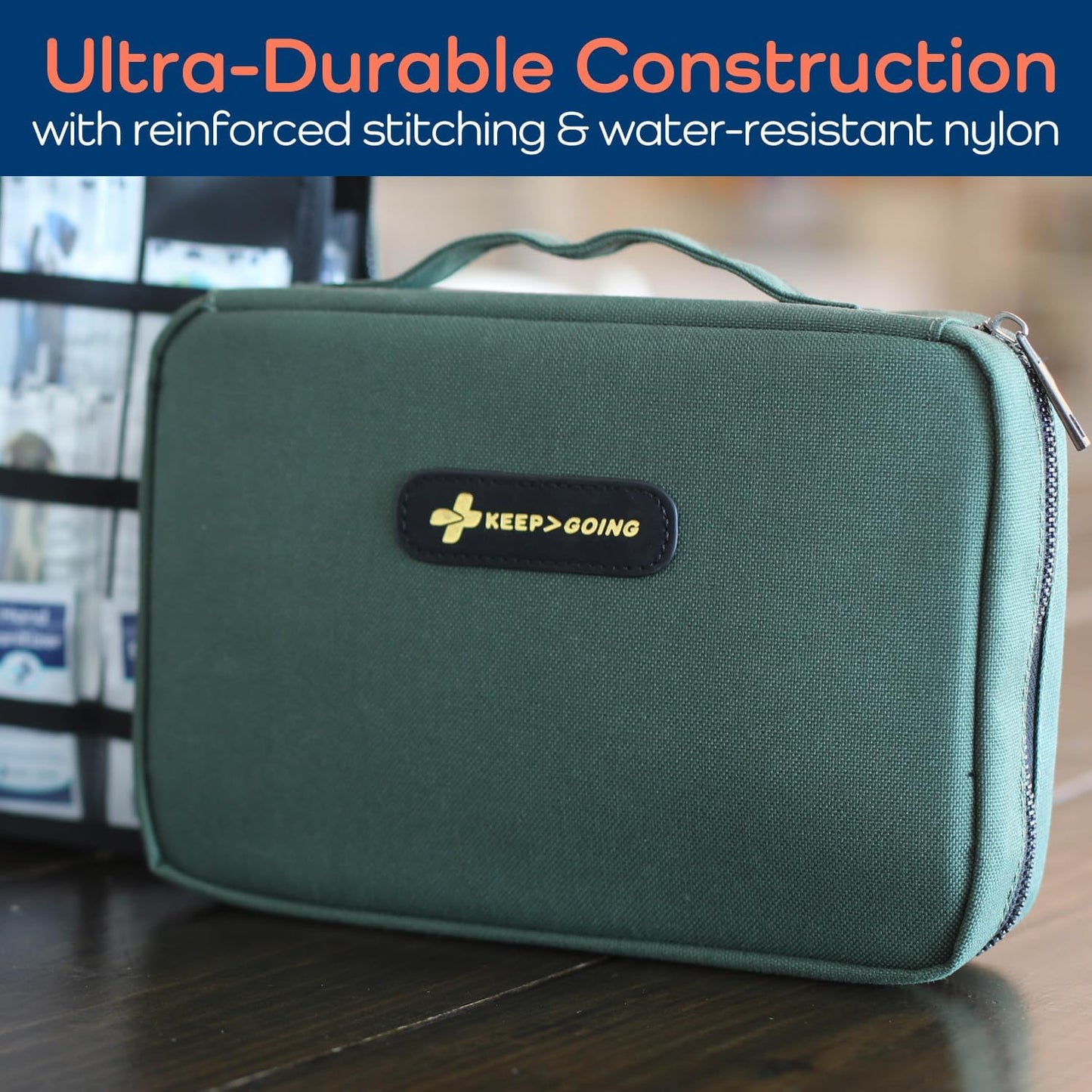 KeepGoing Large Home First Aid Kit for Kids – 270 Pc. for Car, Home, Dorm, & Boat with Latex-Free Bandages – 10 x 7 x 3.5 in. Travel First Aid Kit (Hunter Green)