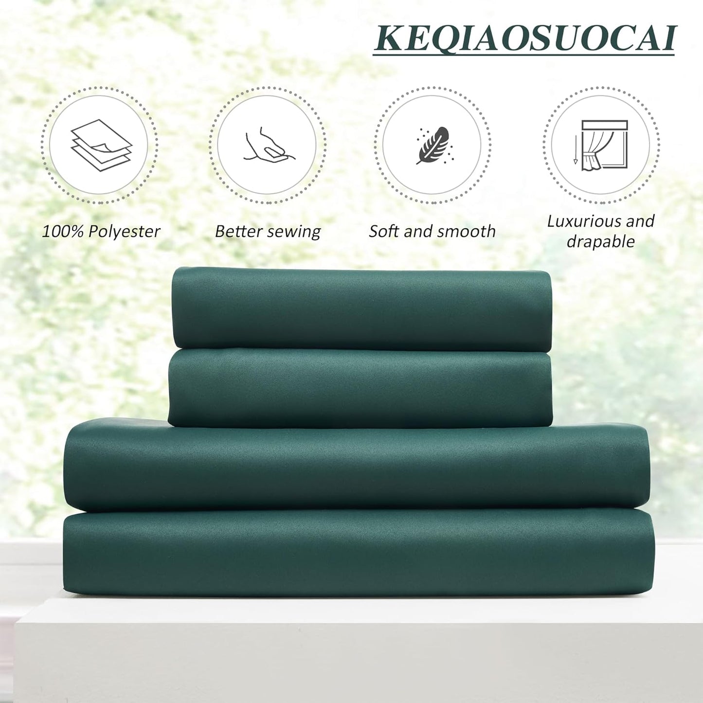KEQIAOSUOCAI Hunter Green Blackout Curtains with Pinch Pleat, Dark Emarald Green Room Darkening Curtain 84 Inches Long, Thermal Insulated Window Treatment with Hooks 40x84-2PCs