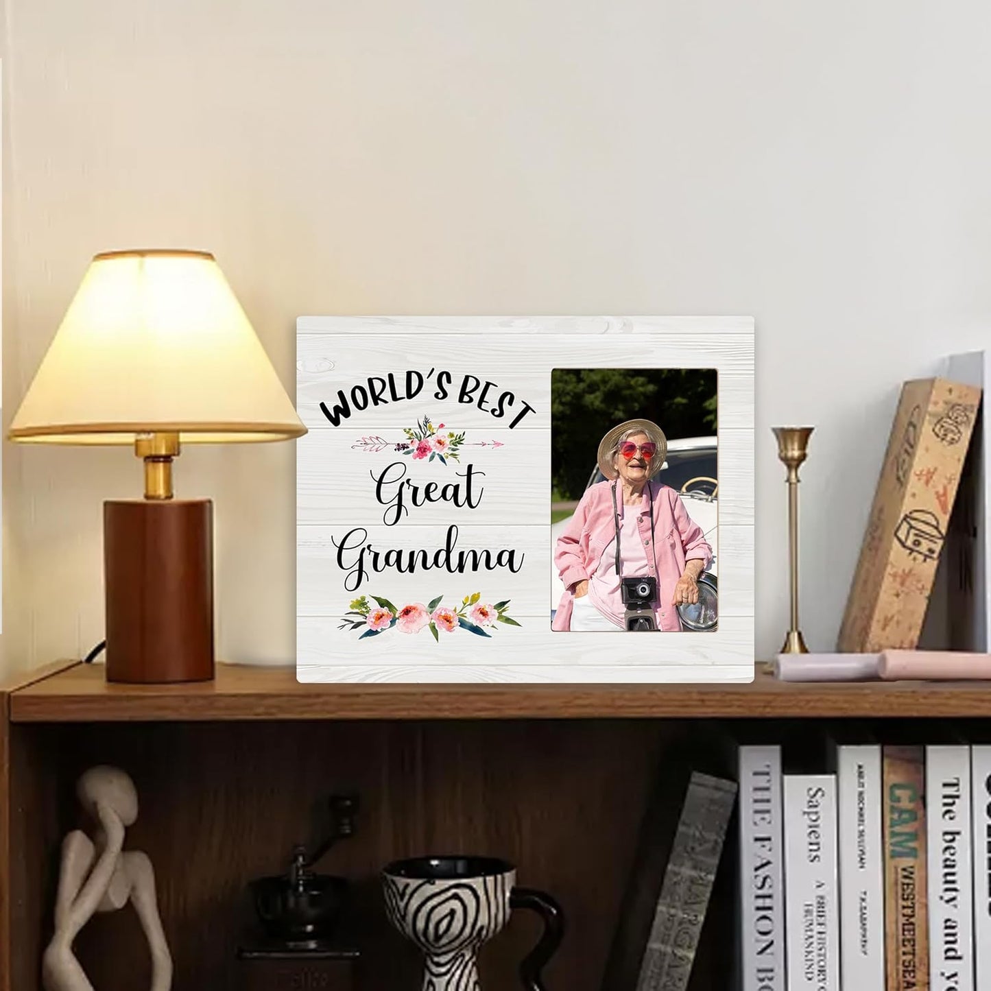 Great Grandma Picture Frame - Great Grandma Gifts, Great Grandma Baby Announcement Photo Frame, World's Best Great Grandma Wooden Frame for Tabletop or Wall Hanging 4x6 Photo