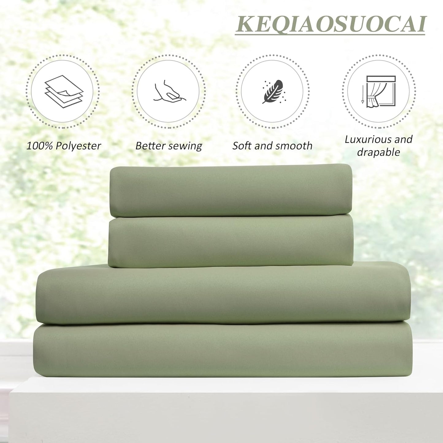 KEQIAOSUOCAI Light Sage Blackout Curtains Pinch Pleat Green Drapes 96 Inches Long 2 Pieces, Elegant Thermal Insulated Black Out Window Panels for Living Room Bedroom 40 x 96 inch Sage Green