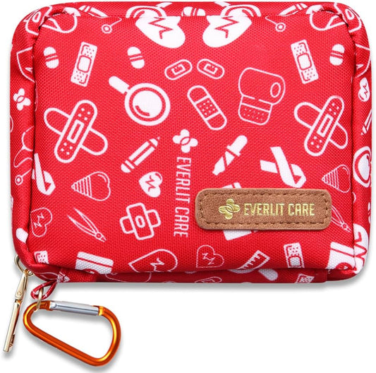 EVERLIT Mini Rescue Pack | 105 Medical Essentials Organized in Portable Storage Bag | Pocket Size Kids First Aid Kit with D Ring | Small Family-Friendly Travel Medical Kit (Original)