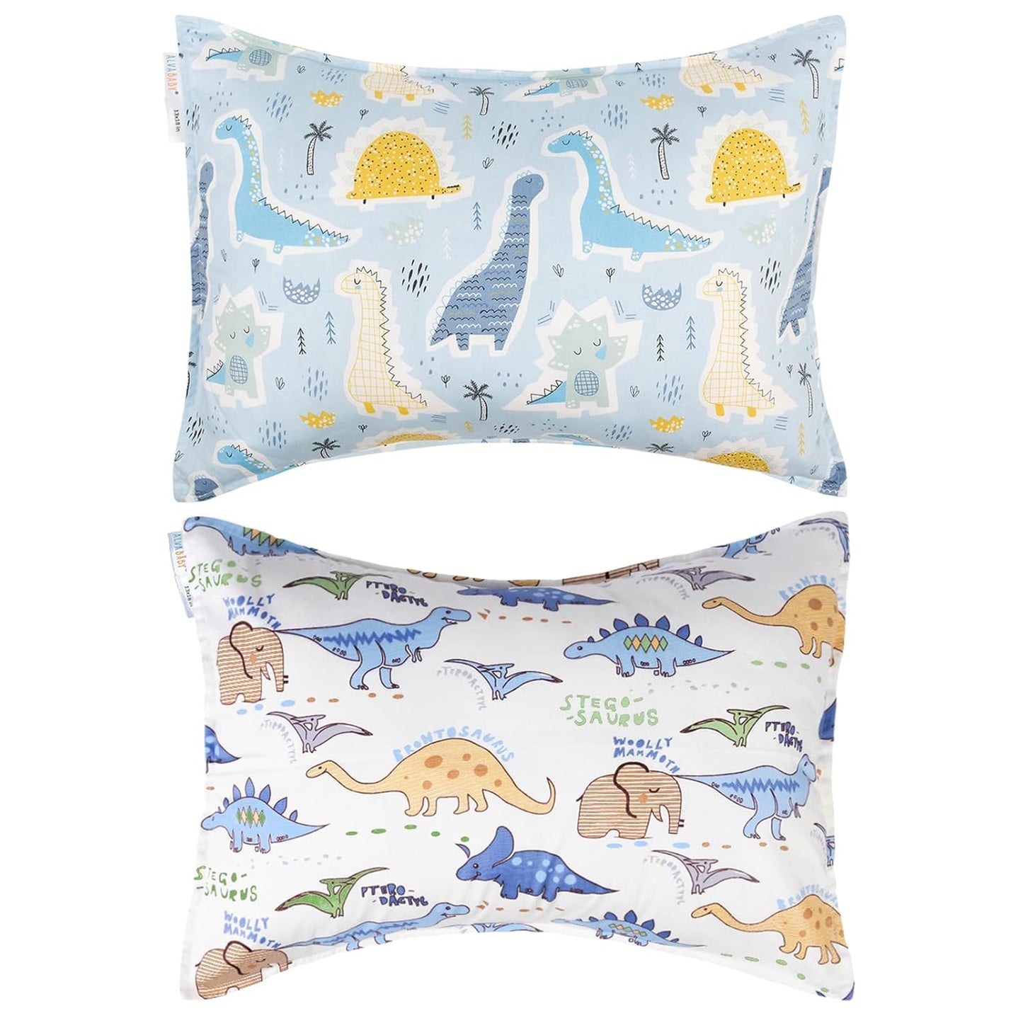 ALVABABY Toddler Pillowcases, Fits 14x19 in Kids Pillow, 2 Pack Organic Cotton Baby Pillow Cover Envelope Kids Pillowcases for Boys Girls 2L-TPW16-US