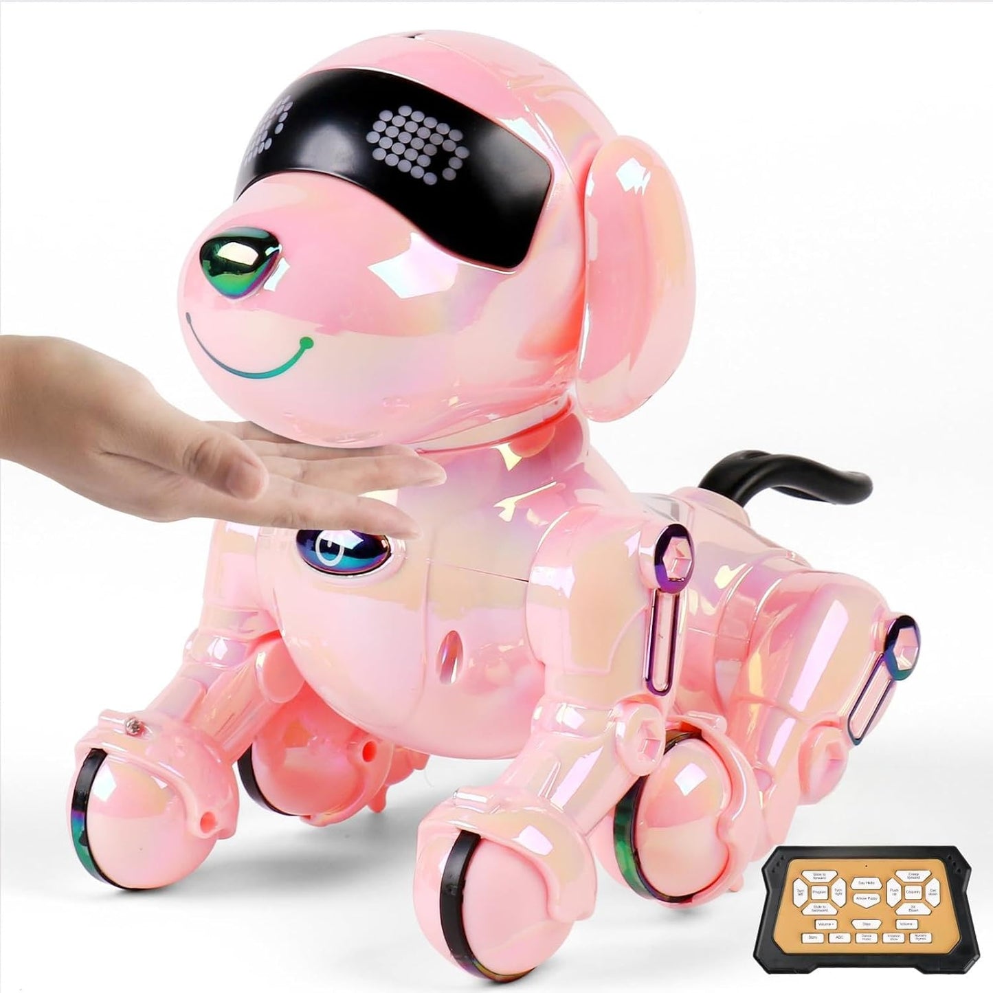 Dwi Dowellin Robot Dog for Kids 8-12,Remote Control Smart Robotic Dogs Pet Puppy Robotic Toy,Interactive Touch Walking Talking Toys for Boys Girls Christmas Birthday Gifts(Pink)